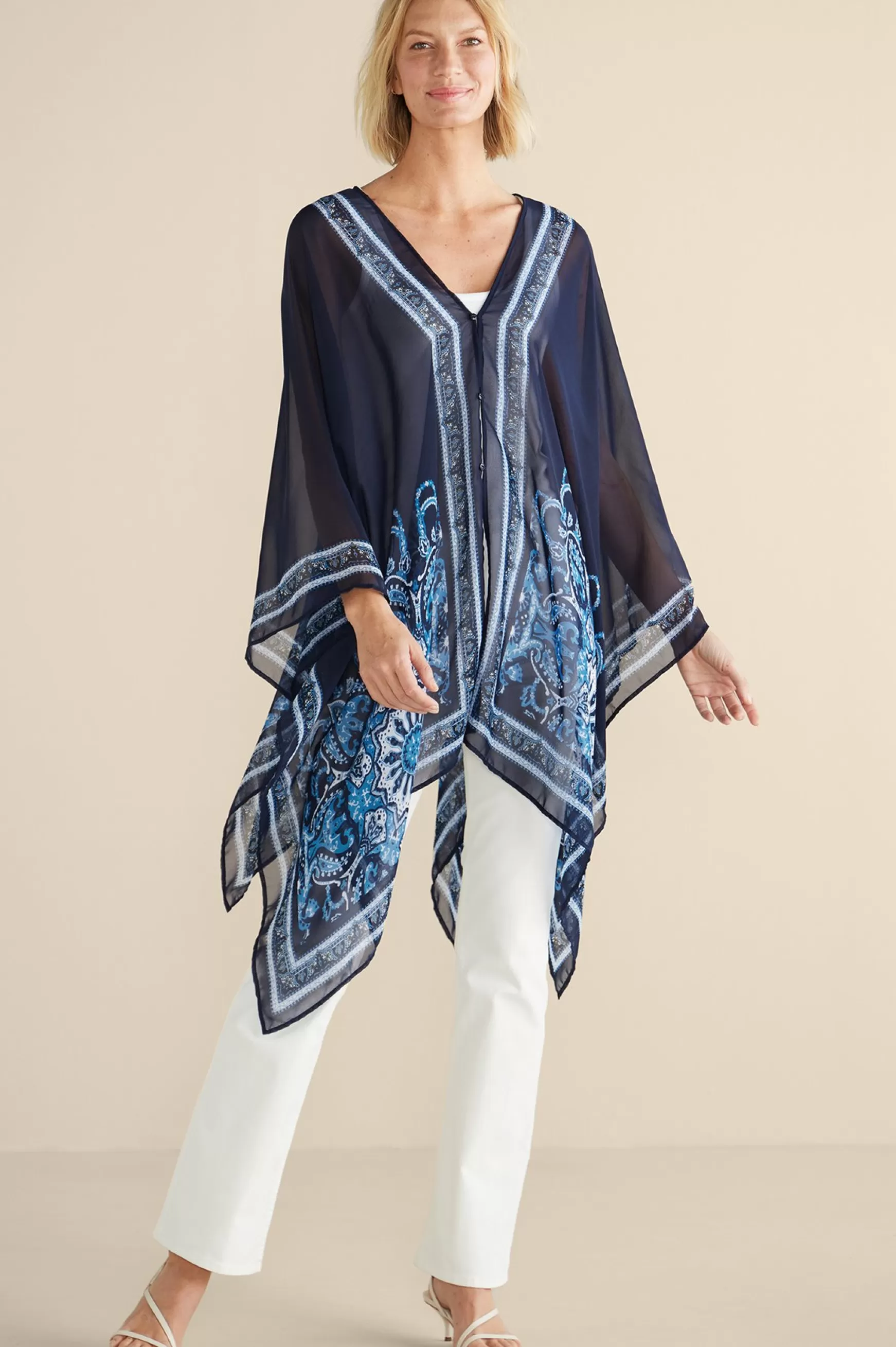 Soft Surroundings Into The Blues | Vacation Shop-Aleta Poncho Topper