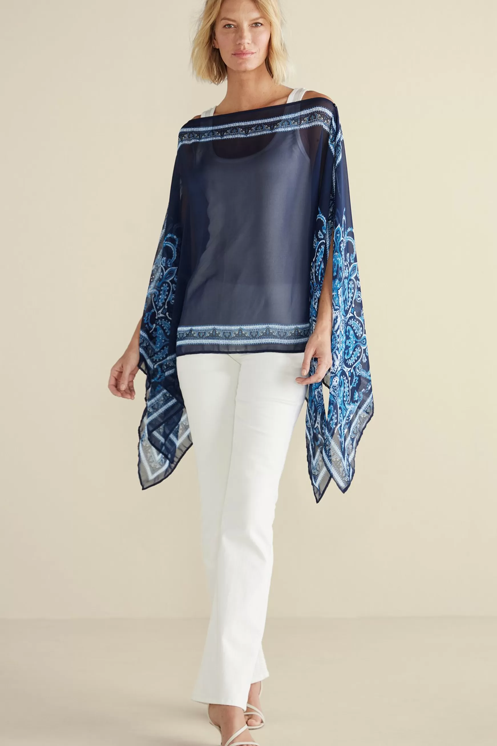 Soft Surroundings Into The Blues | Vacation Shop-Aleta Poncho Topper