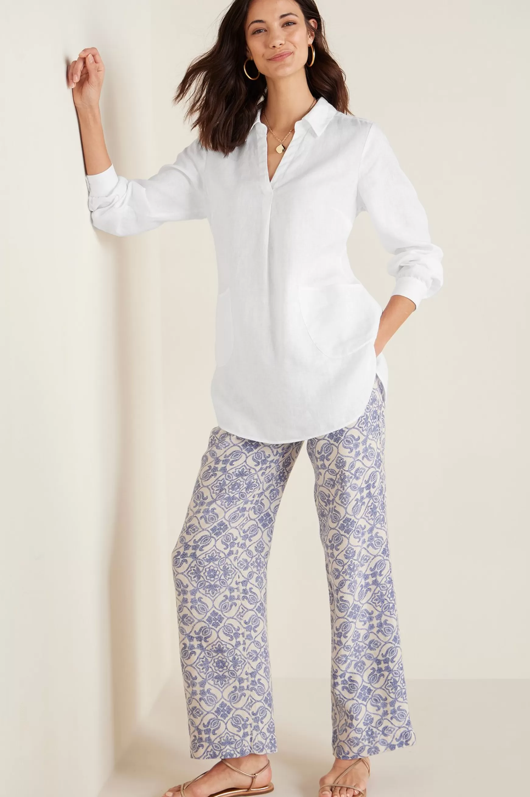 Soft Surroundings full length | wide leg-Aliso Point Linen Pants