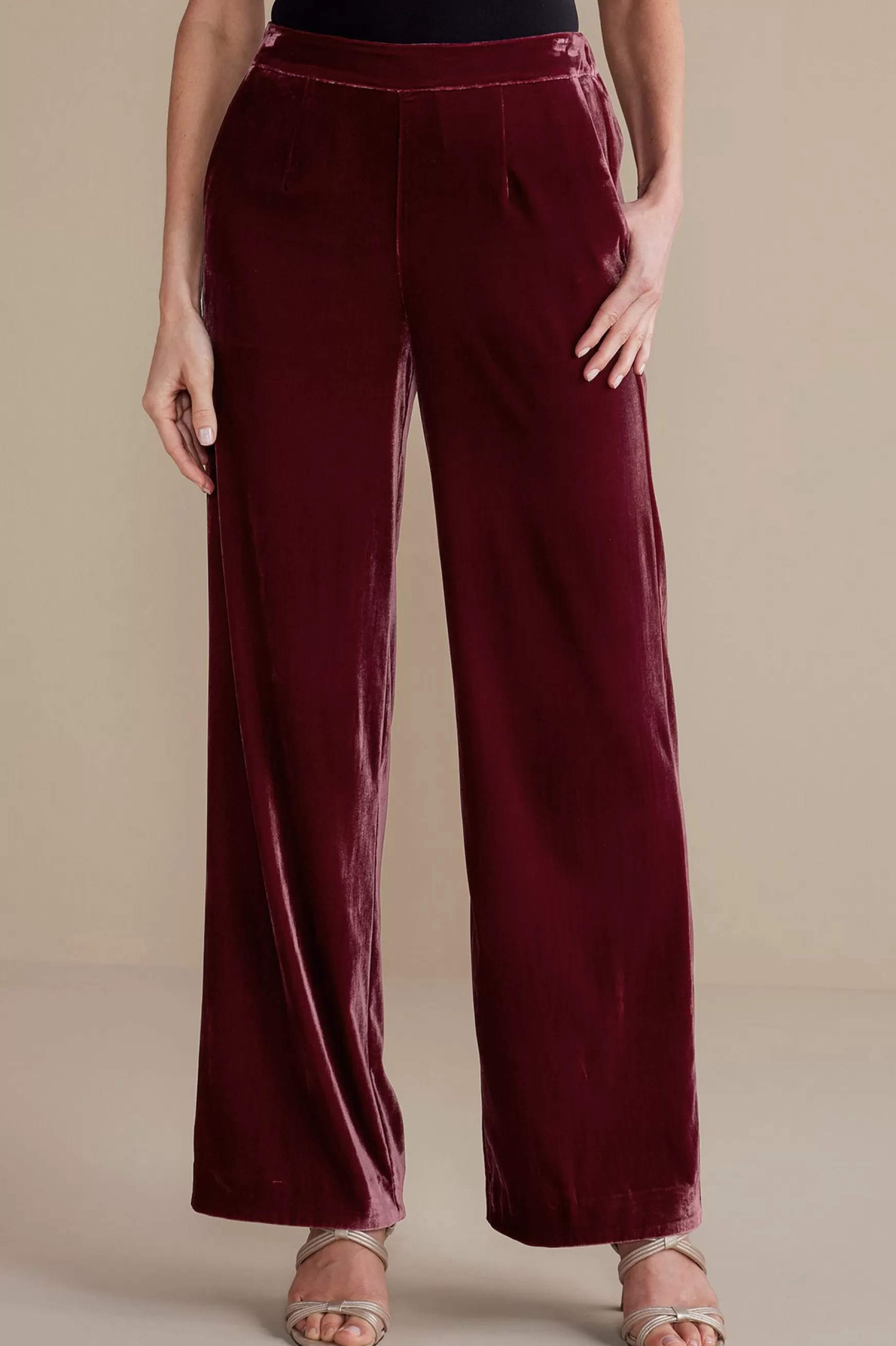 Soft Surroundings EVelvet Styles | full length-Aria Velvet Wide Leg Pants