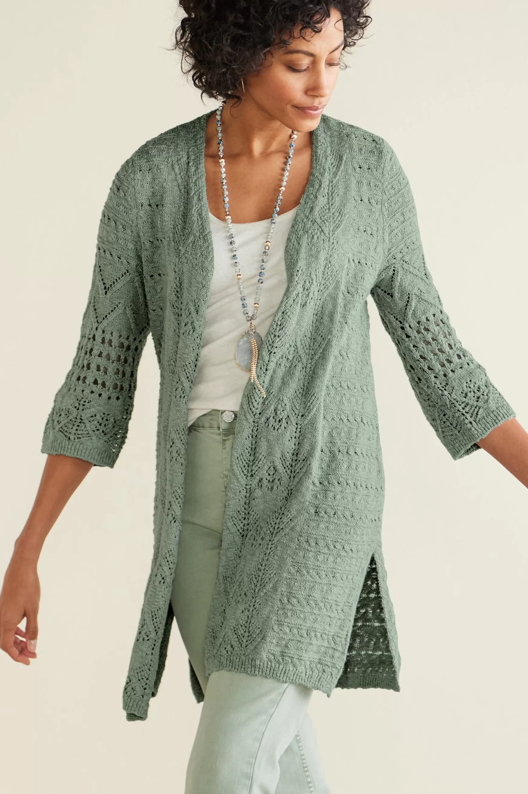 Soft Surroundings Feminine Flourish | Vacation Shop-Calistoga Pointelle Cardigan