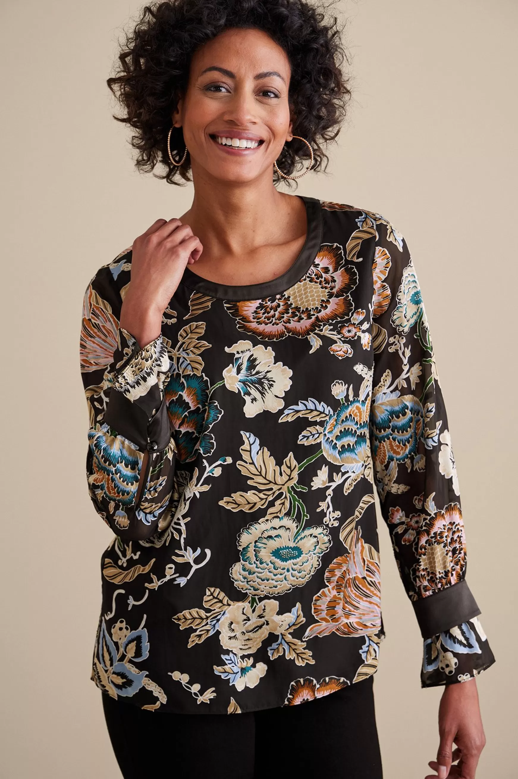 Soft Surroundings Feminine Flourish | long sleeve-Deanna Blouse