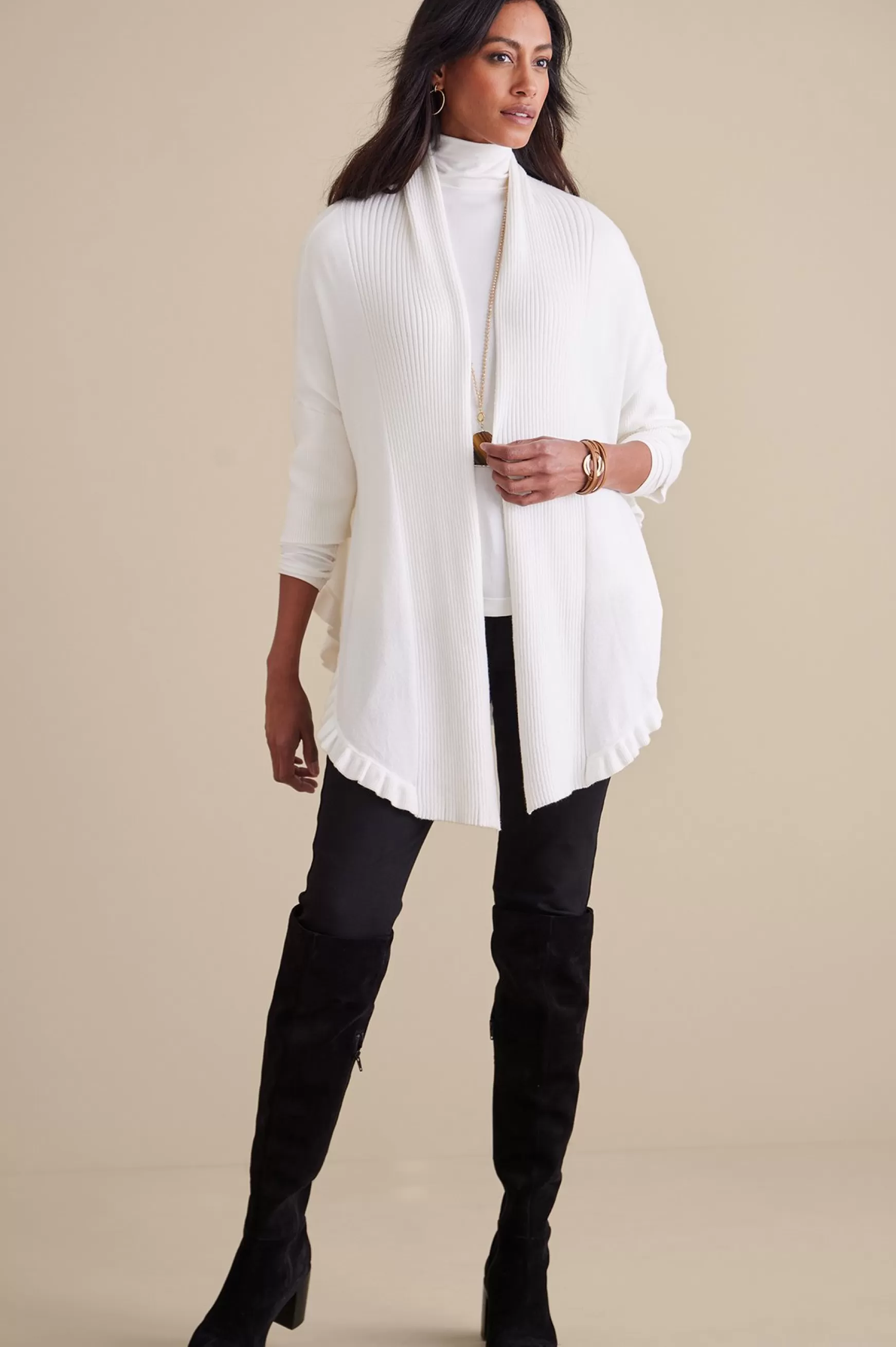 Soft Surroundings Scarves & Wraps | Feminine Flourish-Draped Ruffle Cardigan