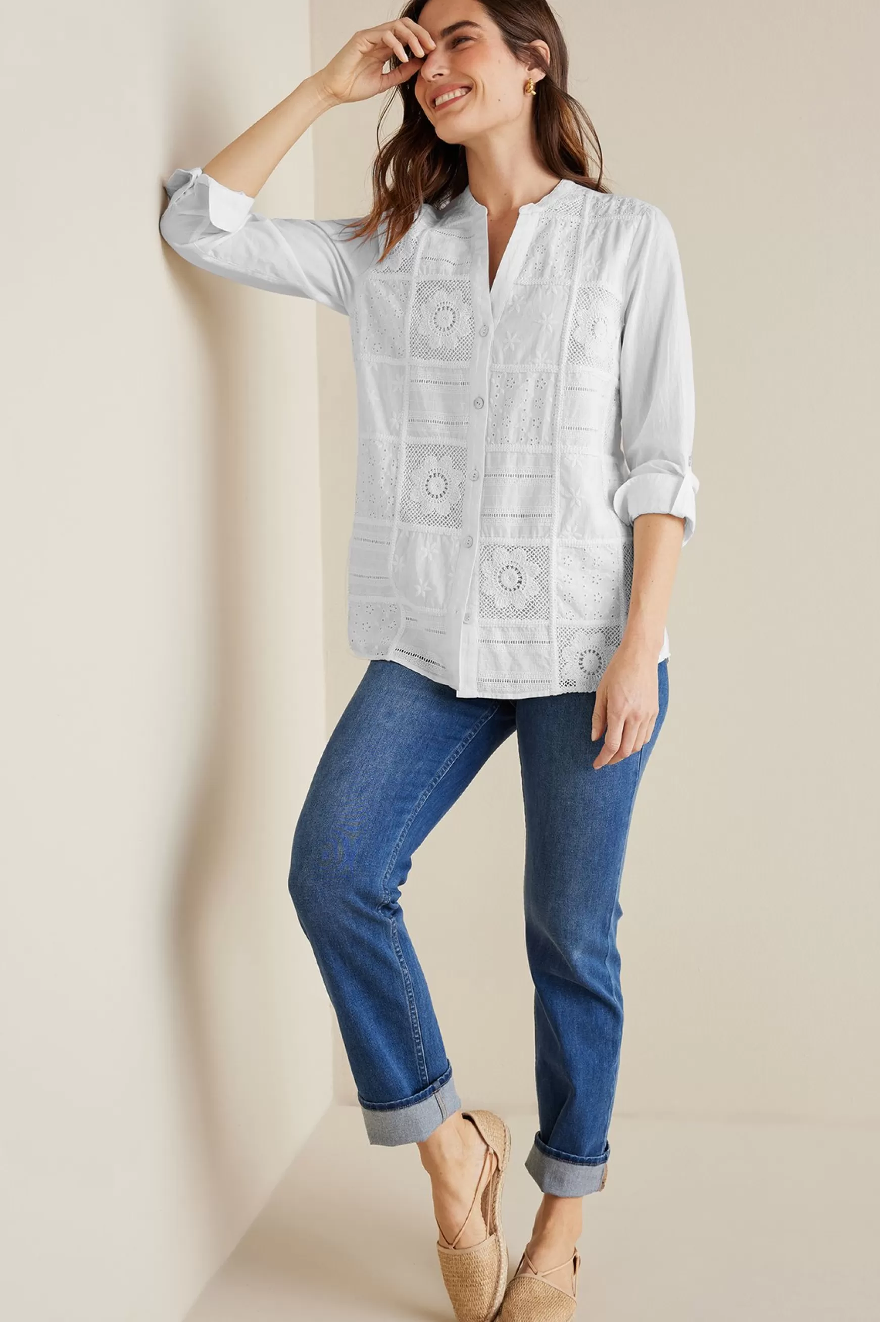 Soft Surroundings long sleeve | shirts-Eleanor Crochet Shirt