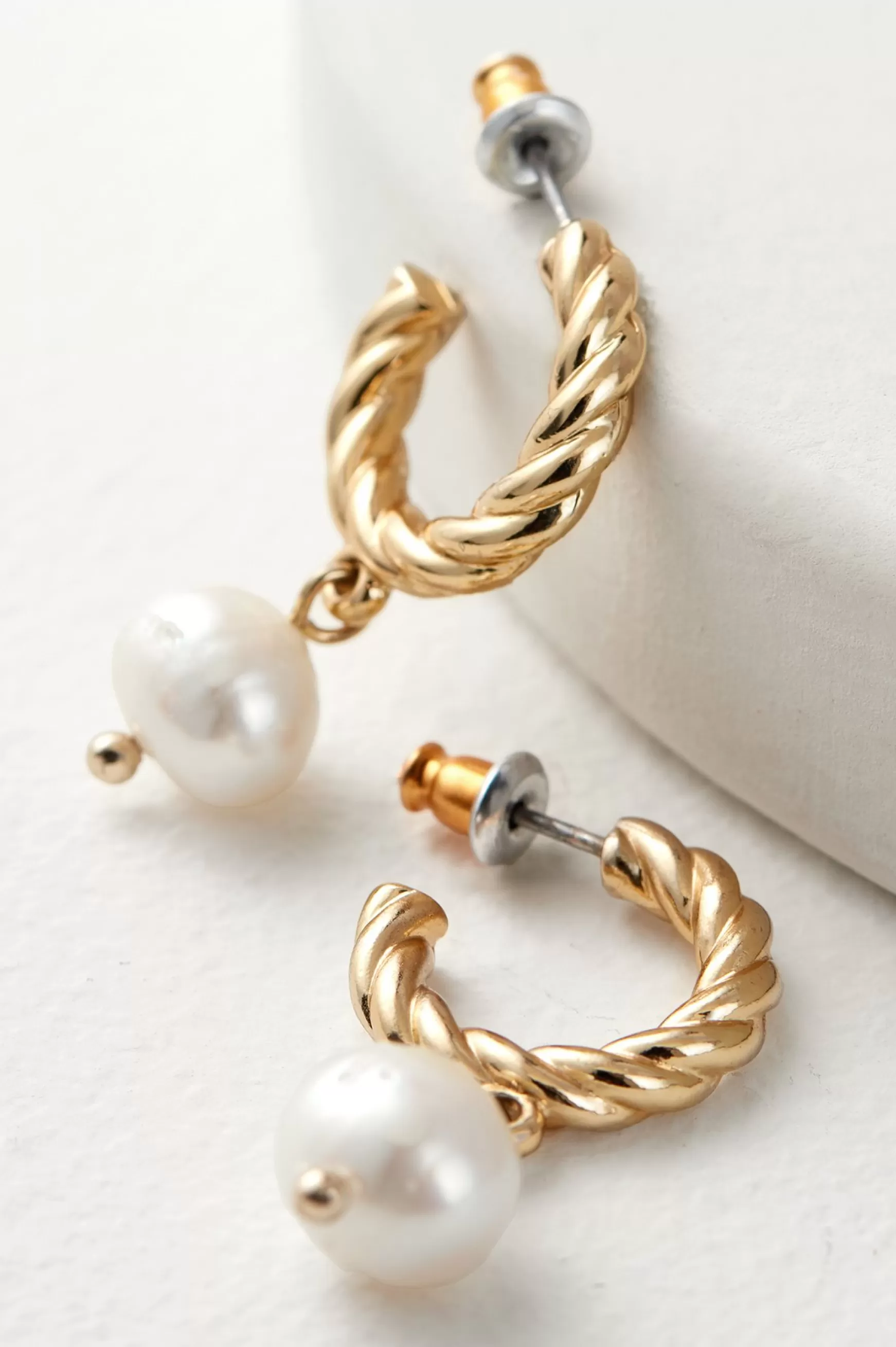 Soft Surroundings Earrings | earrings-Estella Pearl Mini Hoop Earring