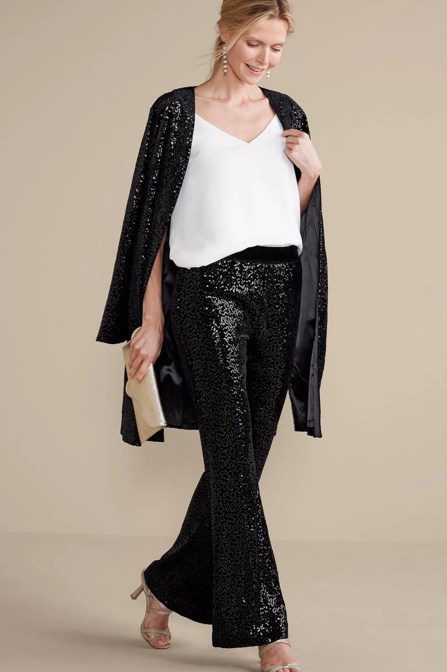 Soft Surroundings full length | bootcut-Eva Sequin Pants