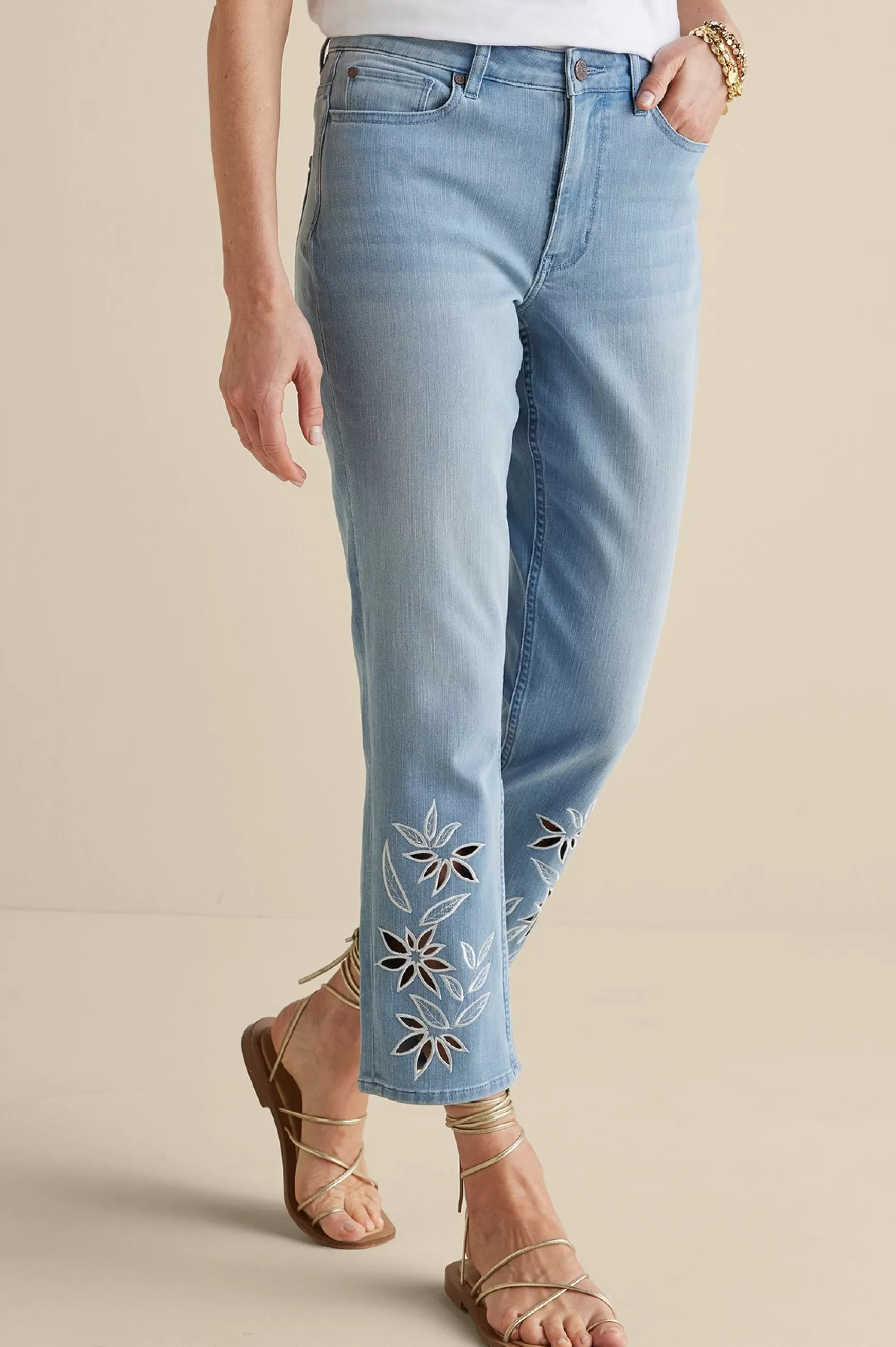 Soft Surroundings Feminine Flourish | Into The Blues-Gail Cropped Jeans