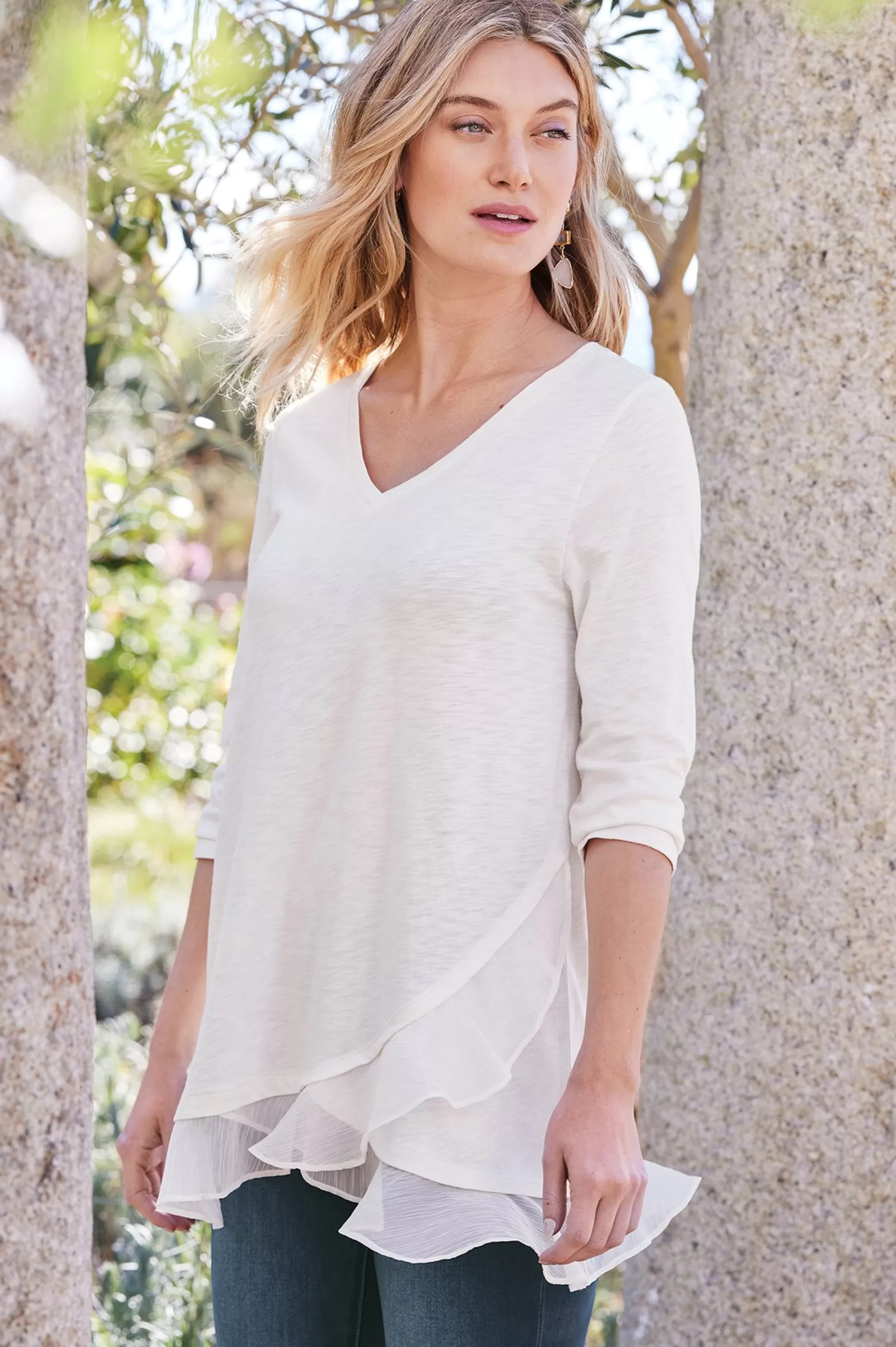 Soft Surroundings Feminine Flourish | three quarter length-Grace Top