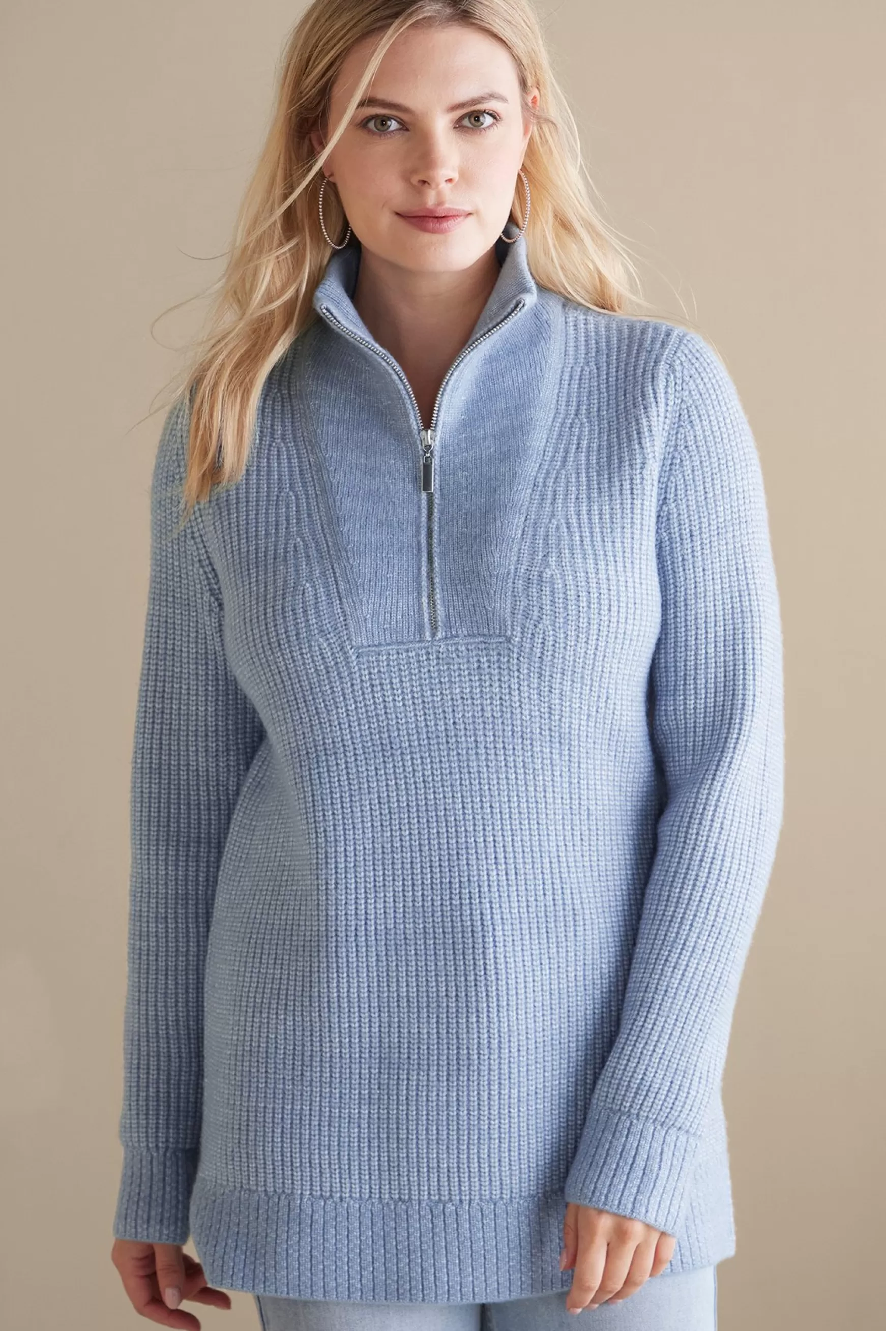 Soft Surroundings Into The Blues | Everyday Styles-Hallie Half Zip Sweater