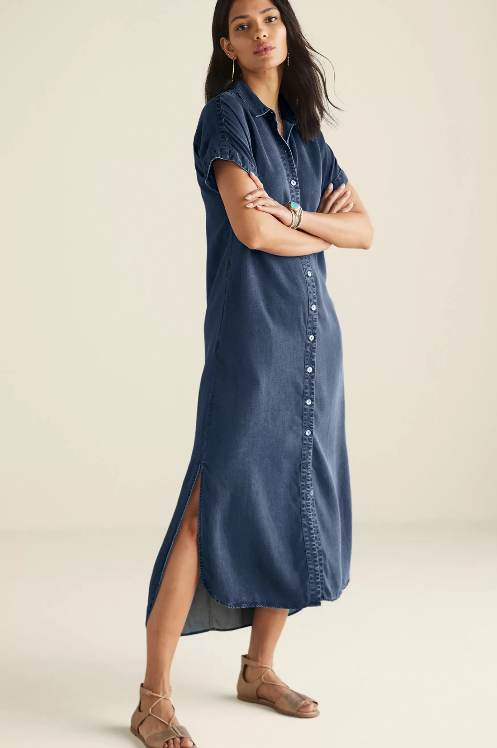 Soft Surroundings Into The Blues | Everyday Styles-Je Veux Midi Shirtdress