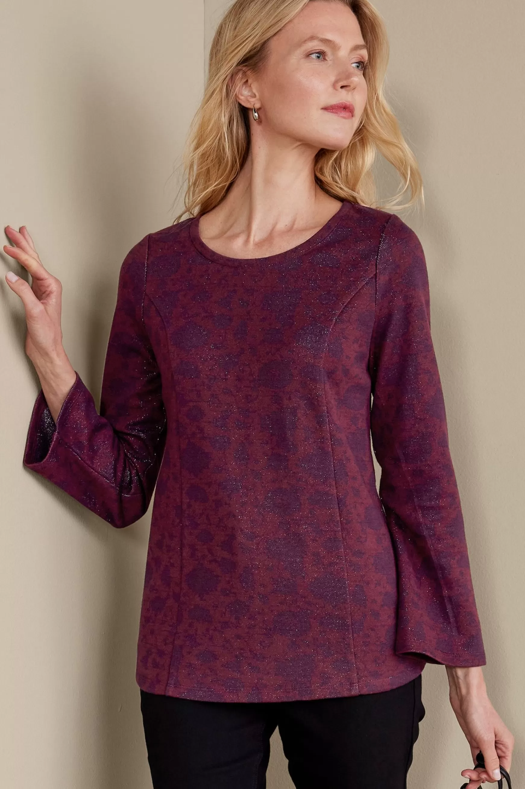 Soft Surroundings Feminine Flourish | long sleeve-Jeri Jacquard Top