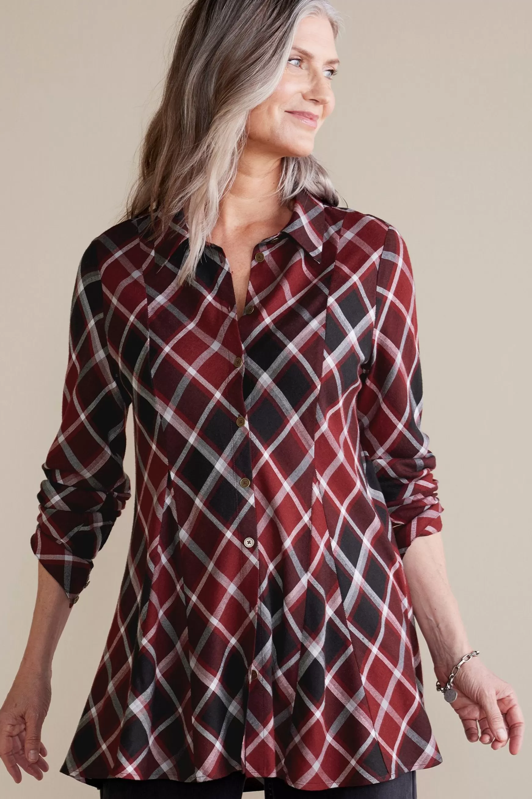 Soft Surroundings Everyday Styles | long sleeve-Joelle Plaid Tunic