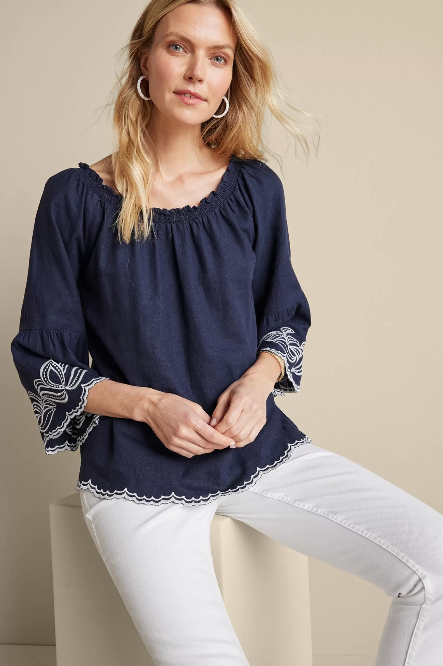 Soft Surroundings Feminine Flourish | Into The Blues-Josey Top