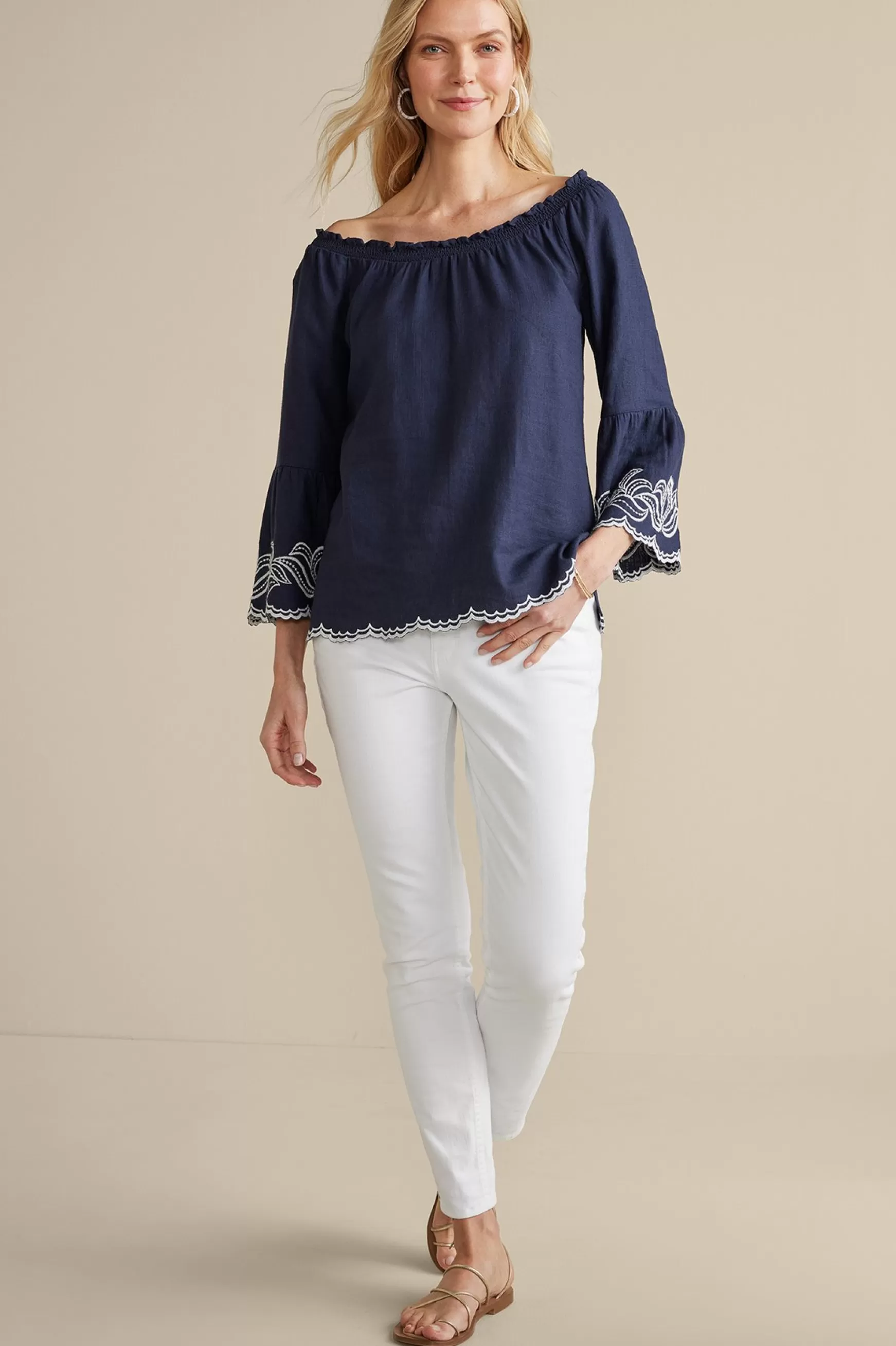 Soft Surroundings Feminine Flourish | Into The Blues-Josey Top