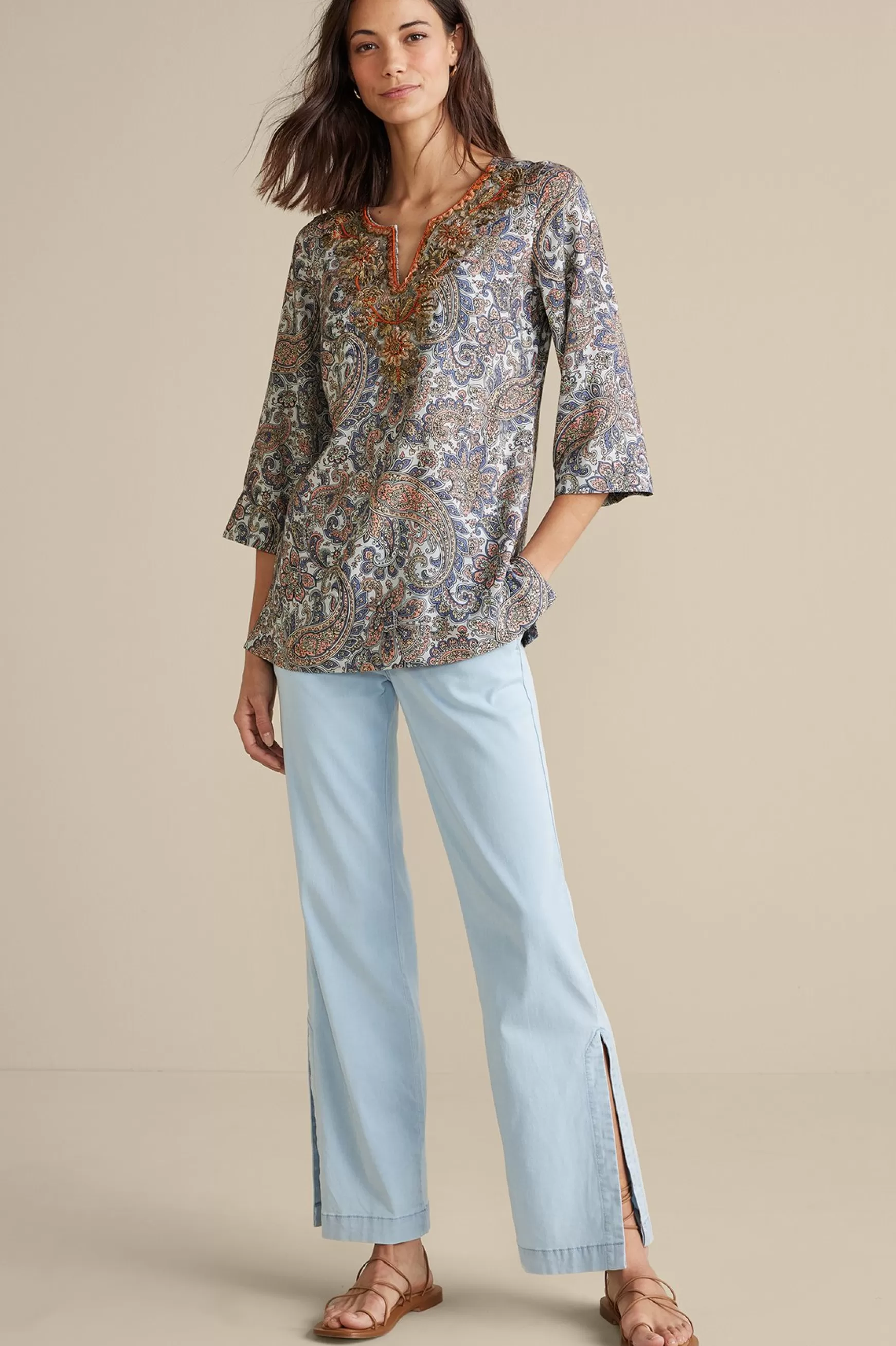 Soft Surroundings Global Artistry | long sleeve-Kaimana Embellished Tunic