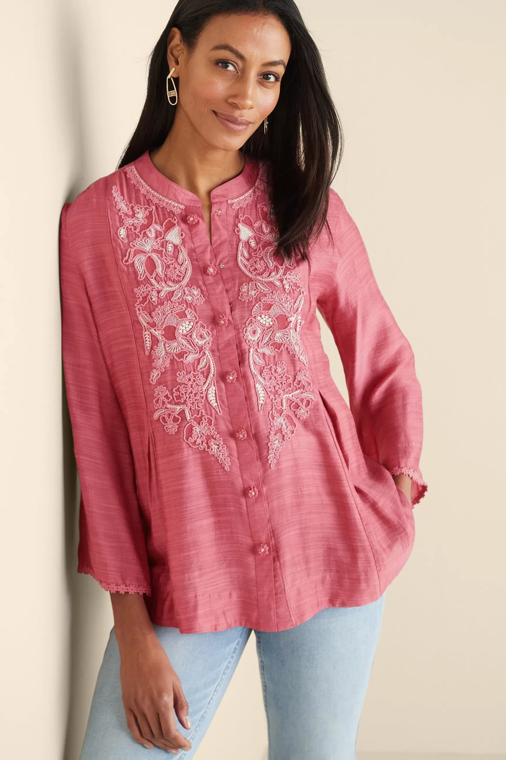 Soft Surroundings Feminine Flourish | Vacation Shop-Kateri Soutache Embroidered Top