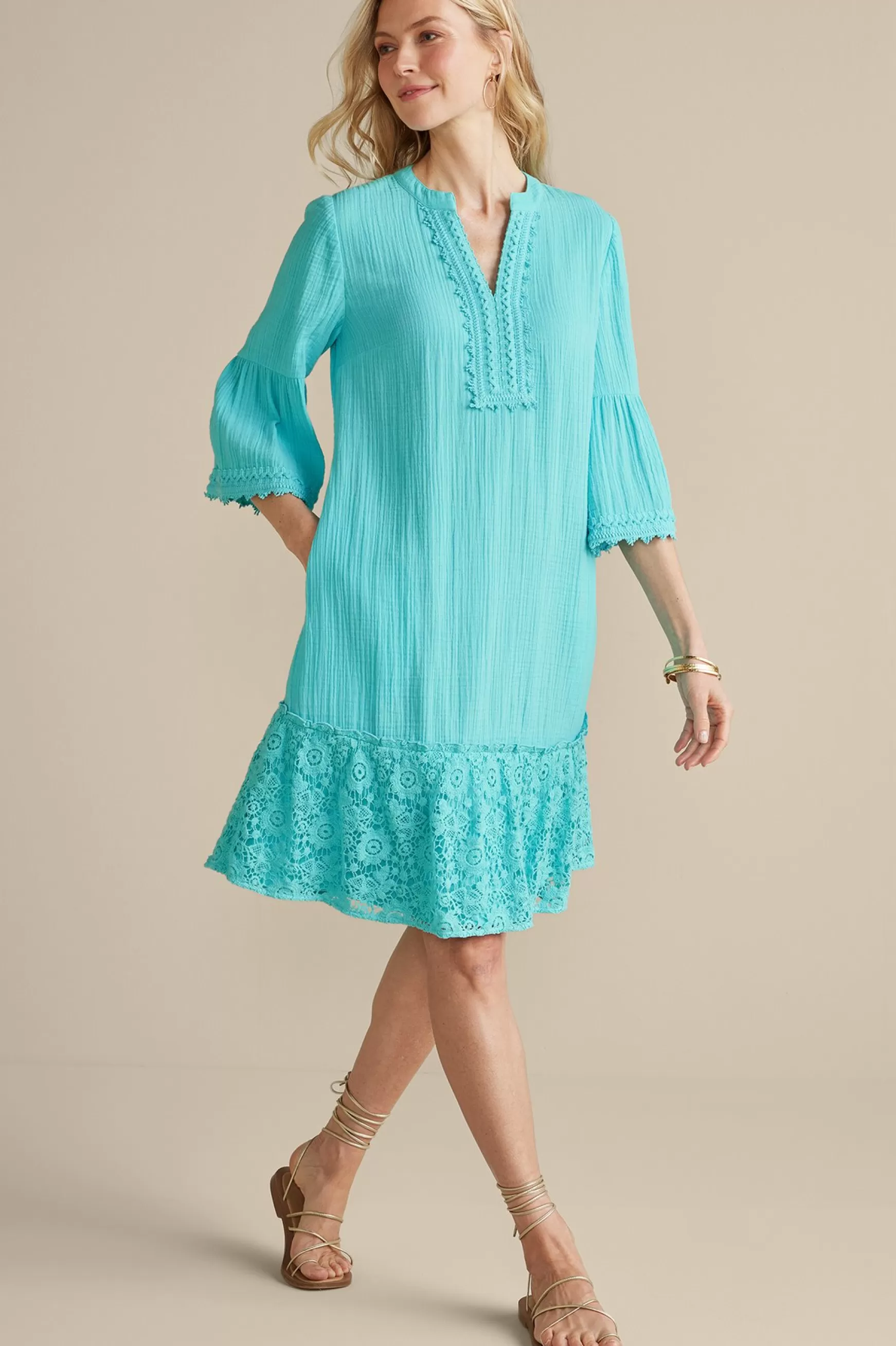 Soft Surroundings Into The Blues | Vacation Shop-Kiona Gauze Short Dress