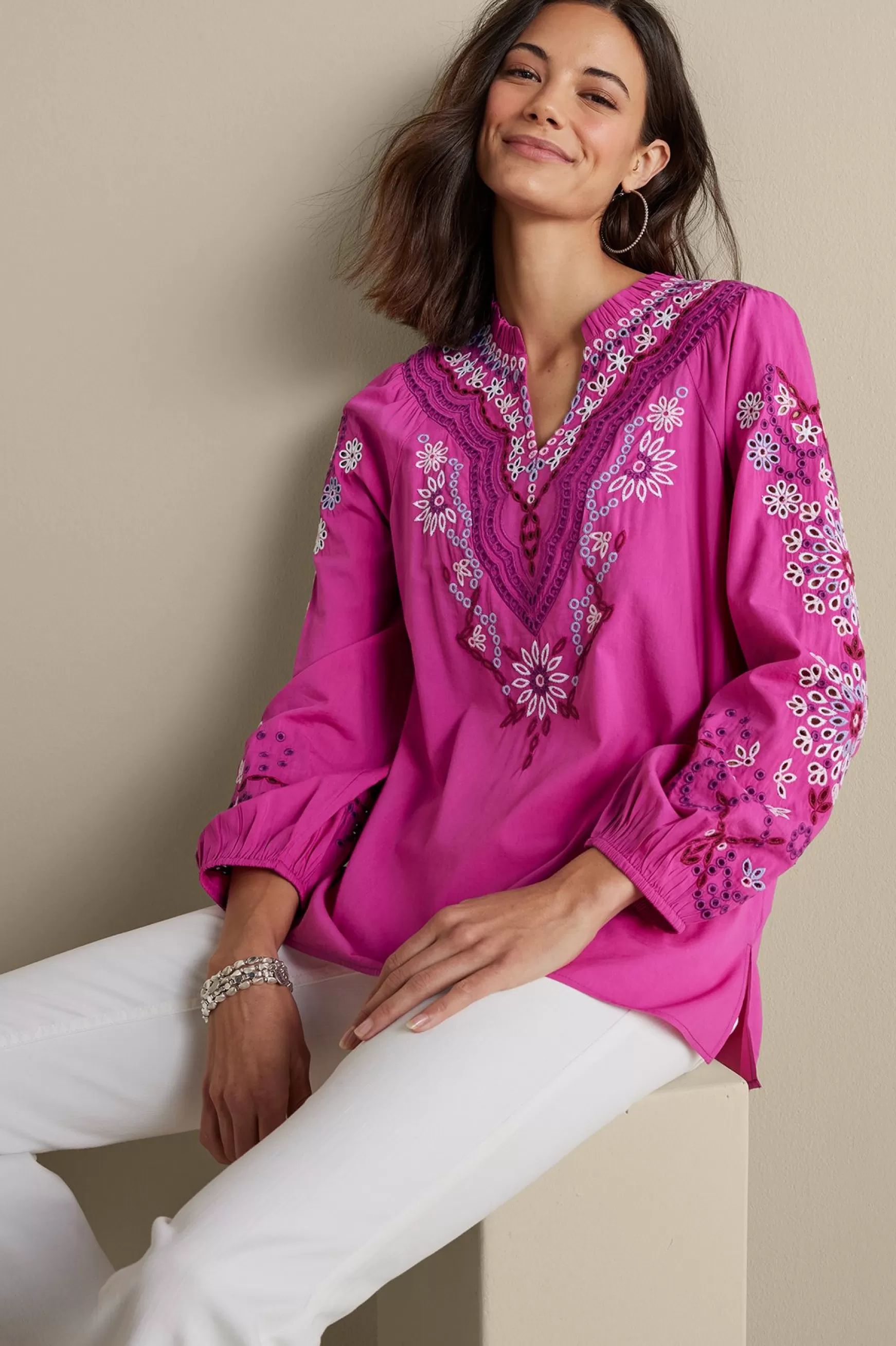 Soft Surroundings Feminine Flourish | Vacation Shop-Laney Voile Blouse