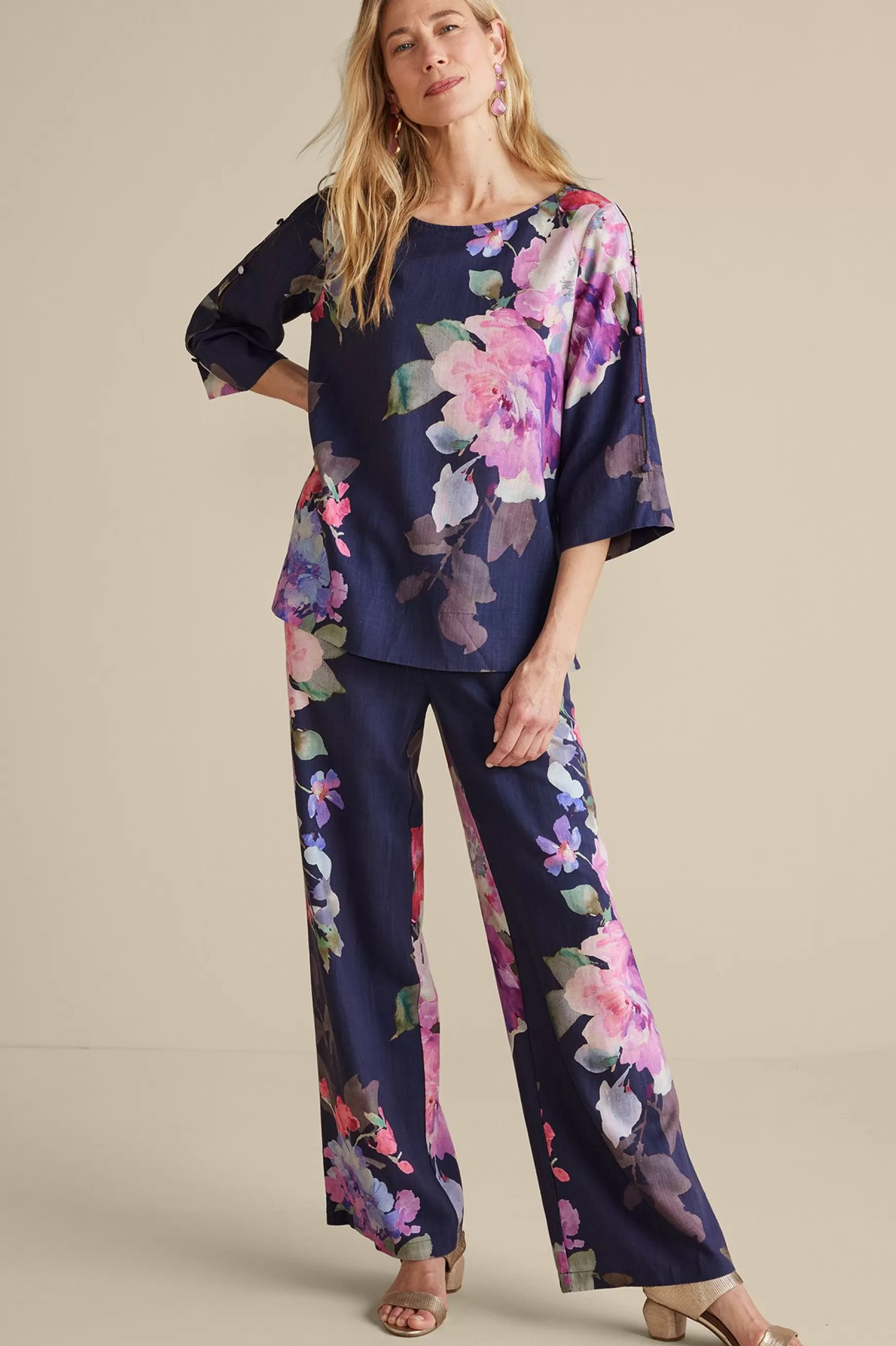 Soft Surroundings Feminine Flourish | Into The Blues-Lizette Wide-Leg Pant