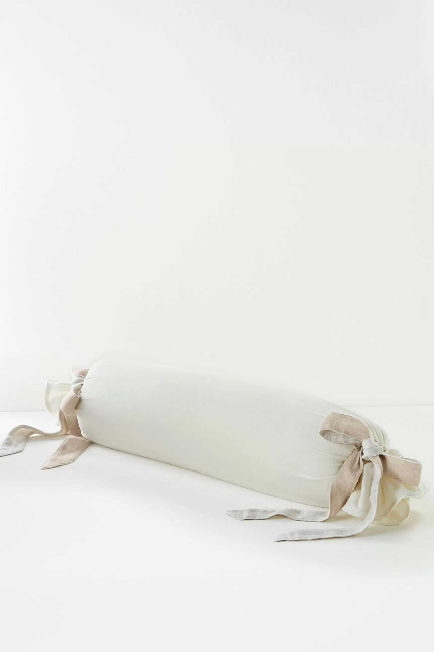 Soft Surroundings pillows | pillowcases & shams-Lorena Velvet Bolster with Linen Tie