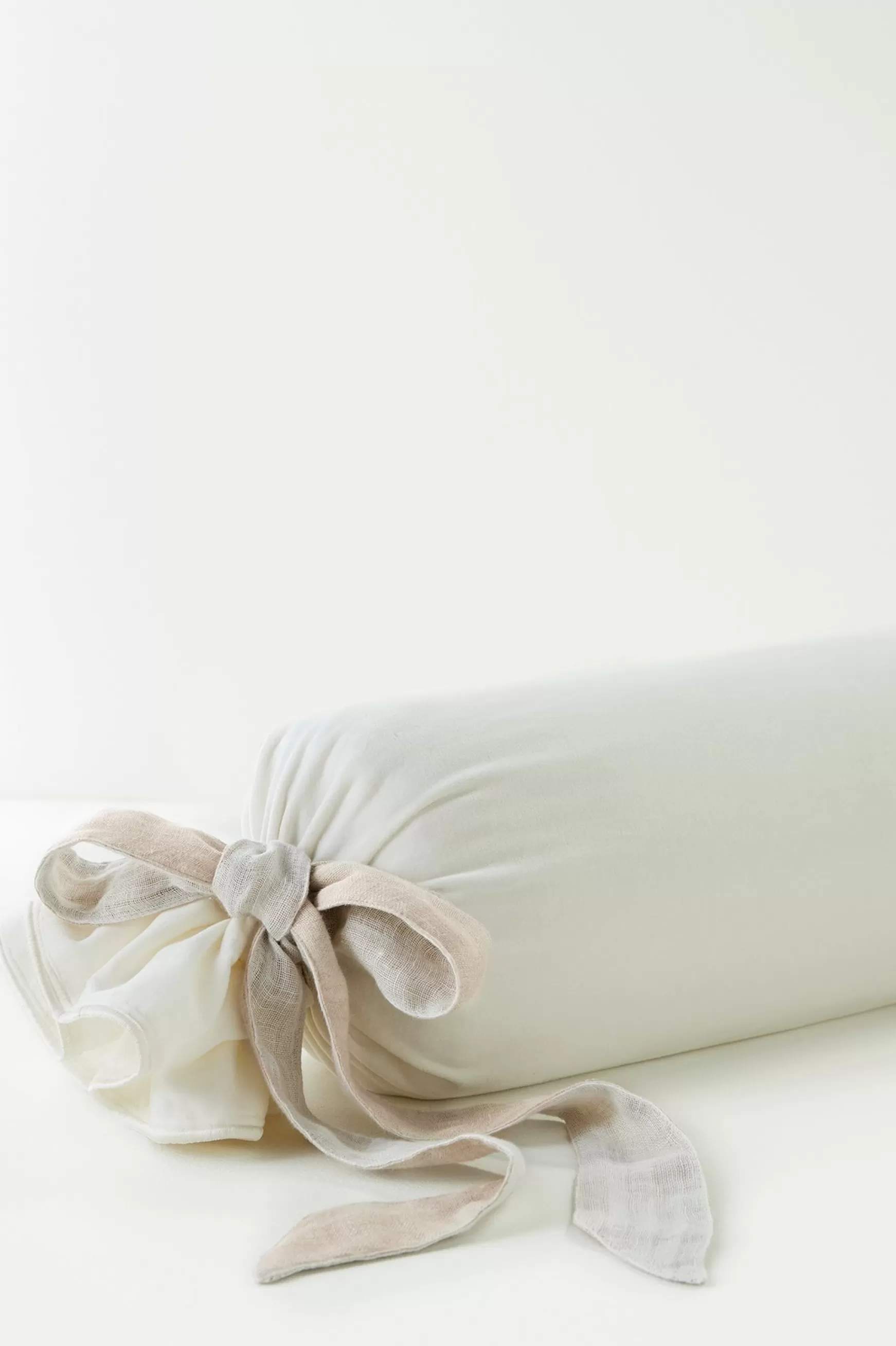 Soft Surroundings pillows | pillowcases & shams-Lorena Velvet Bolster with Linen Tie