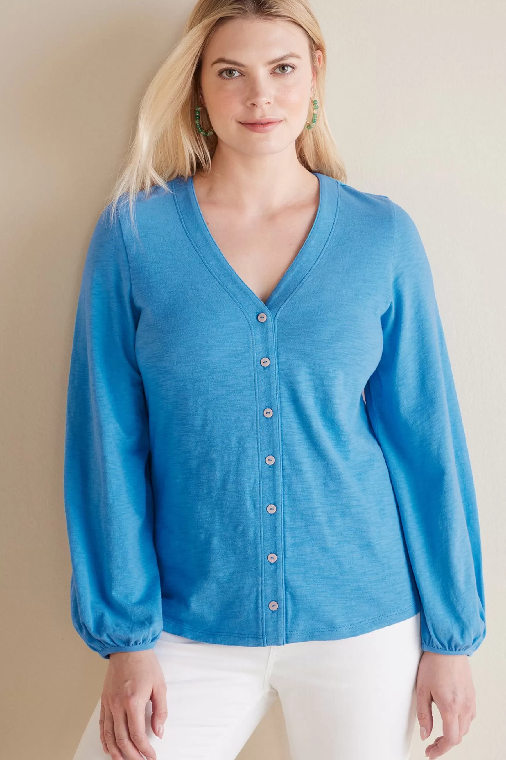 Soft Surroundings long sleeve | shirts-Lorna Button Front Top