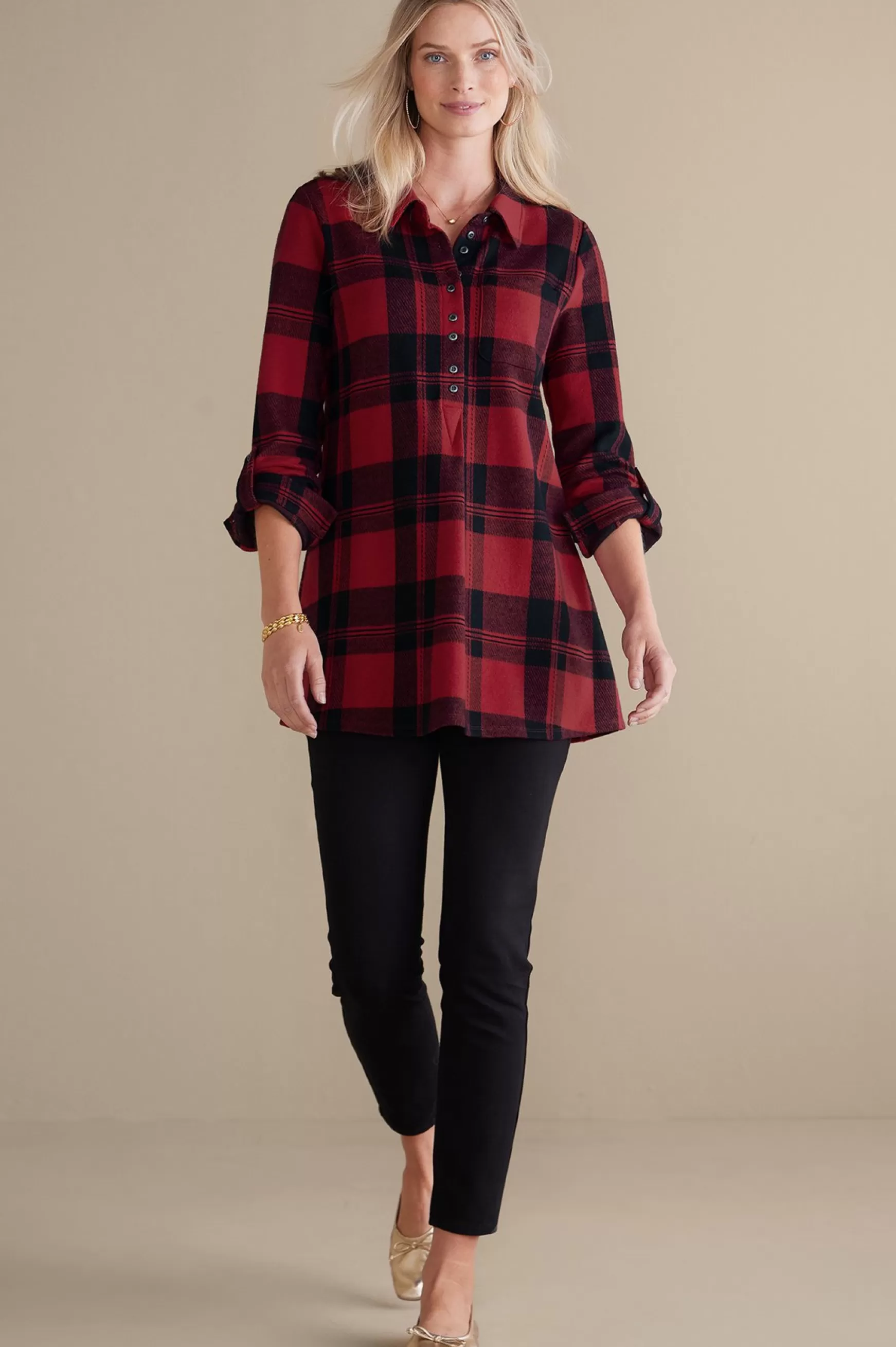 Soft Surroundings Into The Blues | Wear Now Styles-Mad About Plaid Tunic