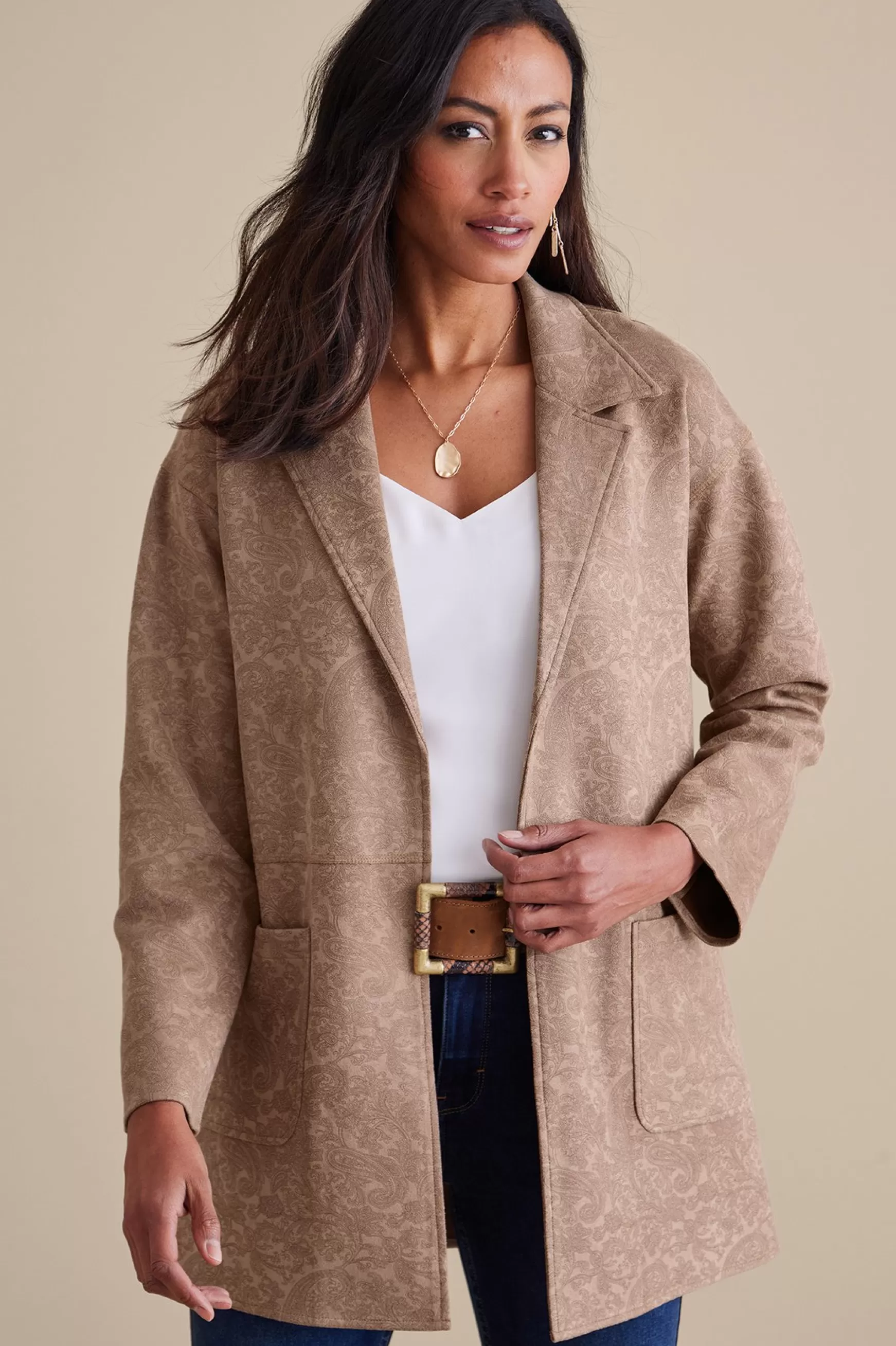 Soft Surroundings Jackets & Coats-Malika Faux Suede Jacket