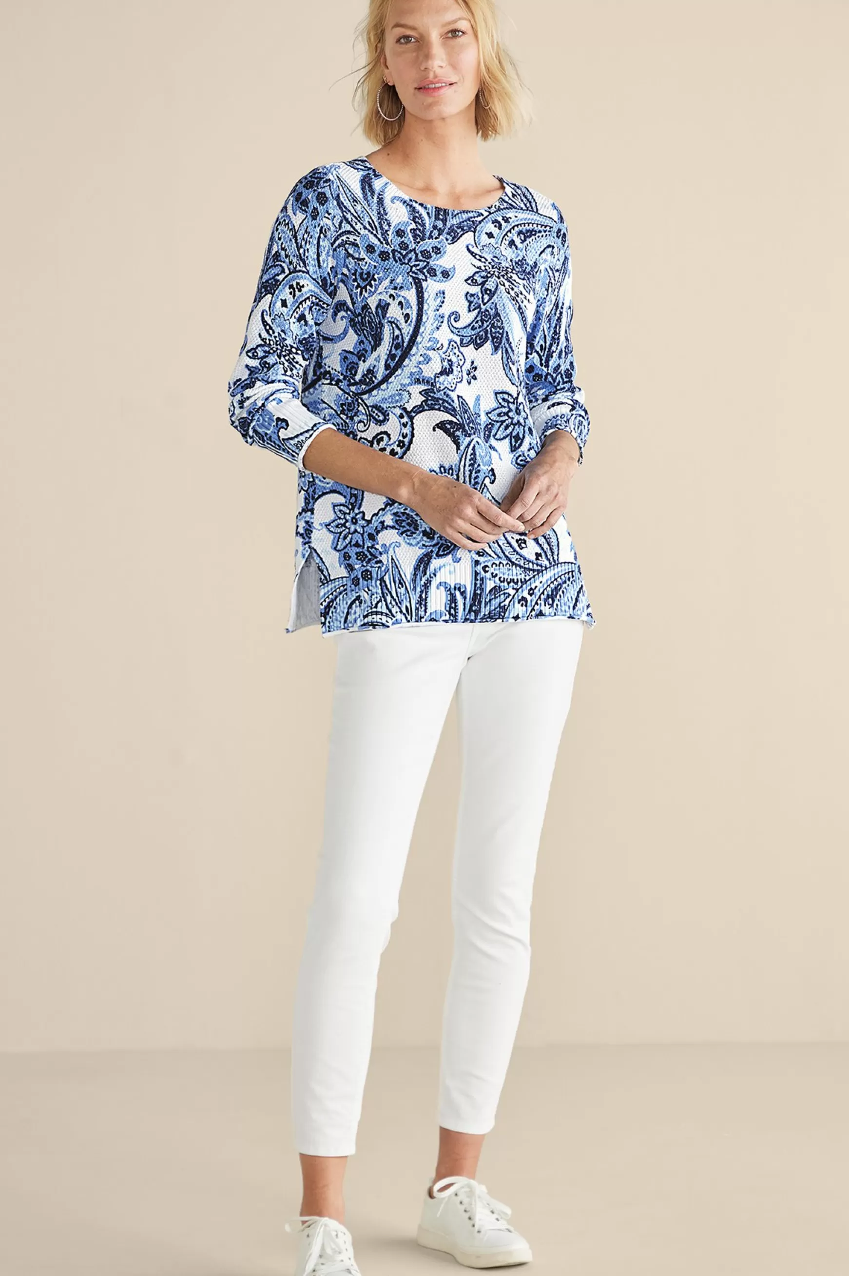 Soft Surroundings Feminine Flourish | Into The Blues-Marin Sweater