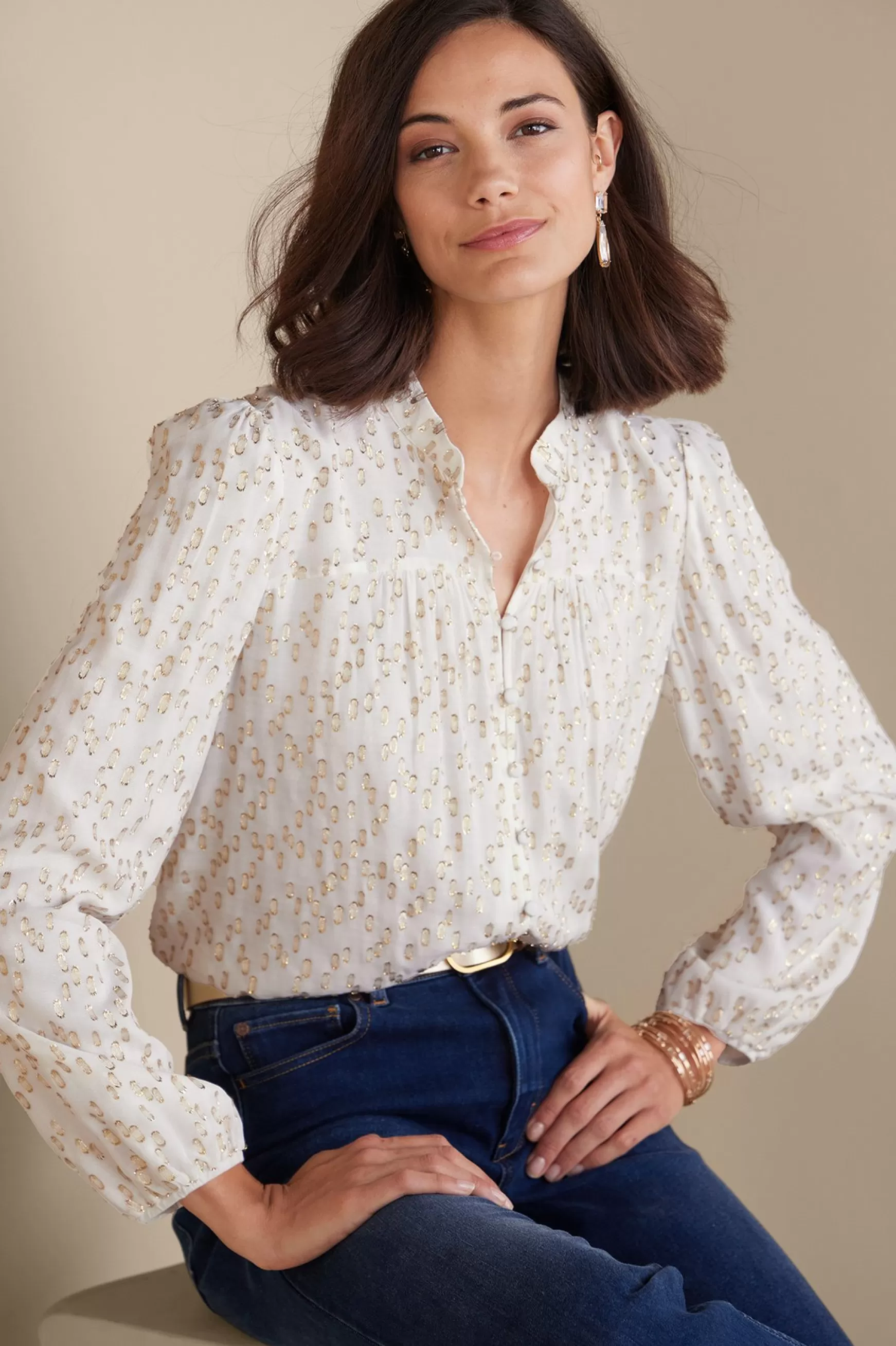 Soft Surroundings Feminine Flourish | Everyday Styles-Mila Metallic Blouse