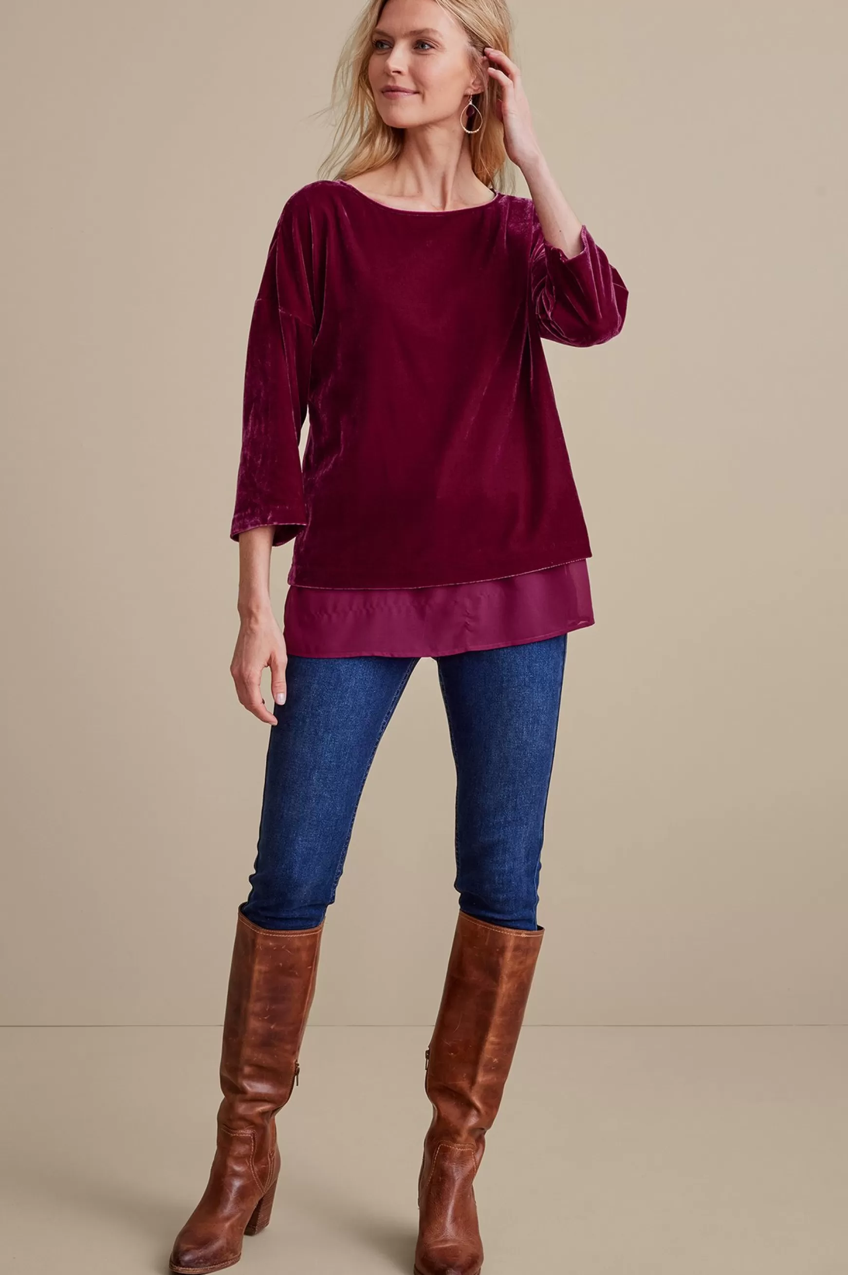 Soft Surroundings EVelvet Styles | three quarter length-Millie Velvet Tunic