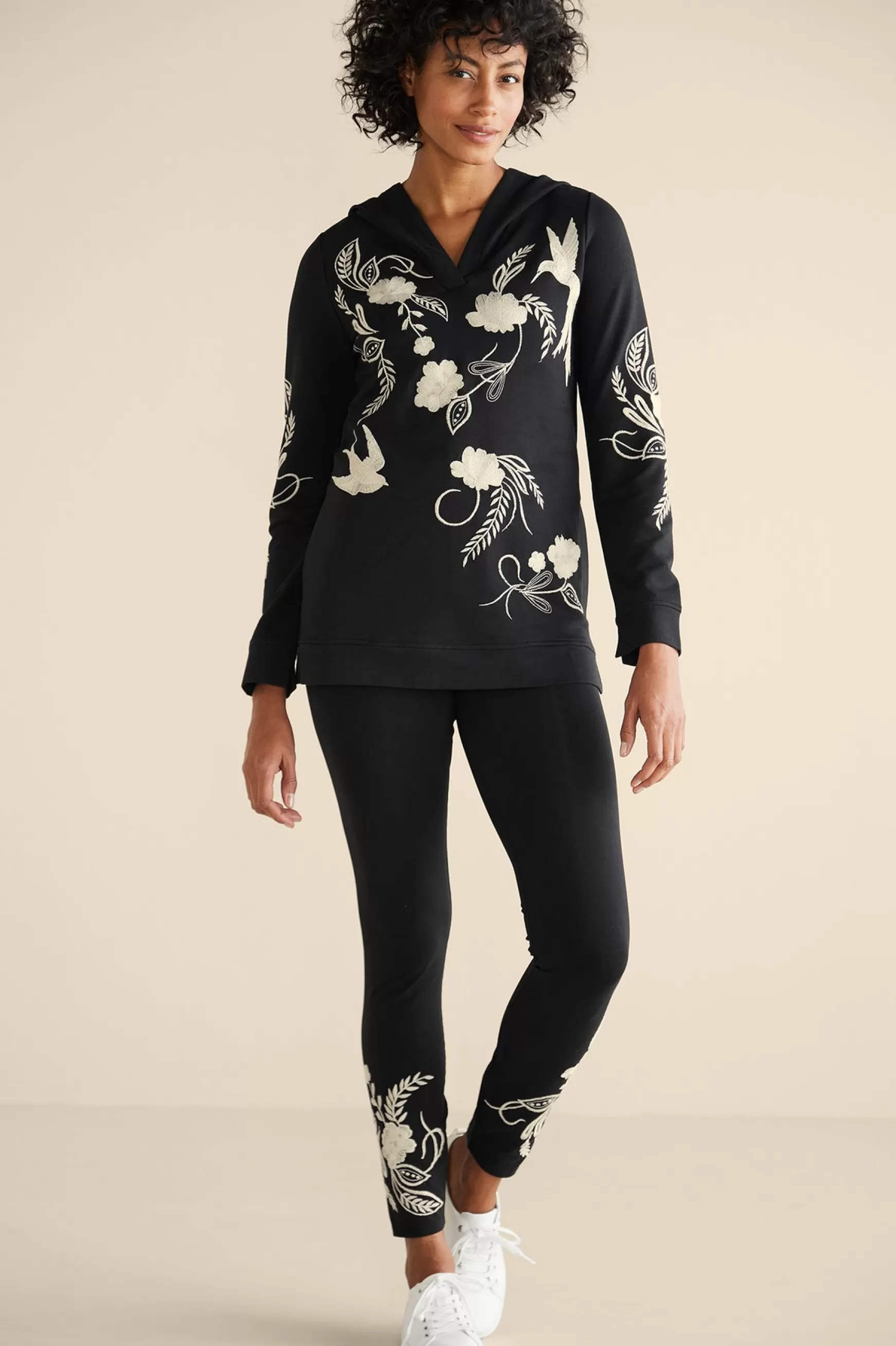 Soft Surroundings Wear Now Styles | long sleeve-Miraflores Embroidered French Terry Hoodie