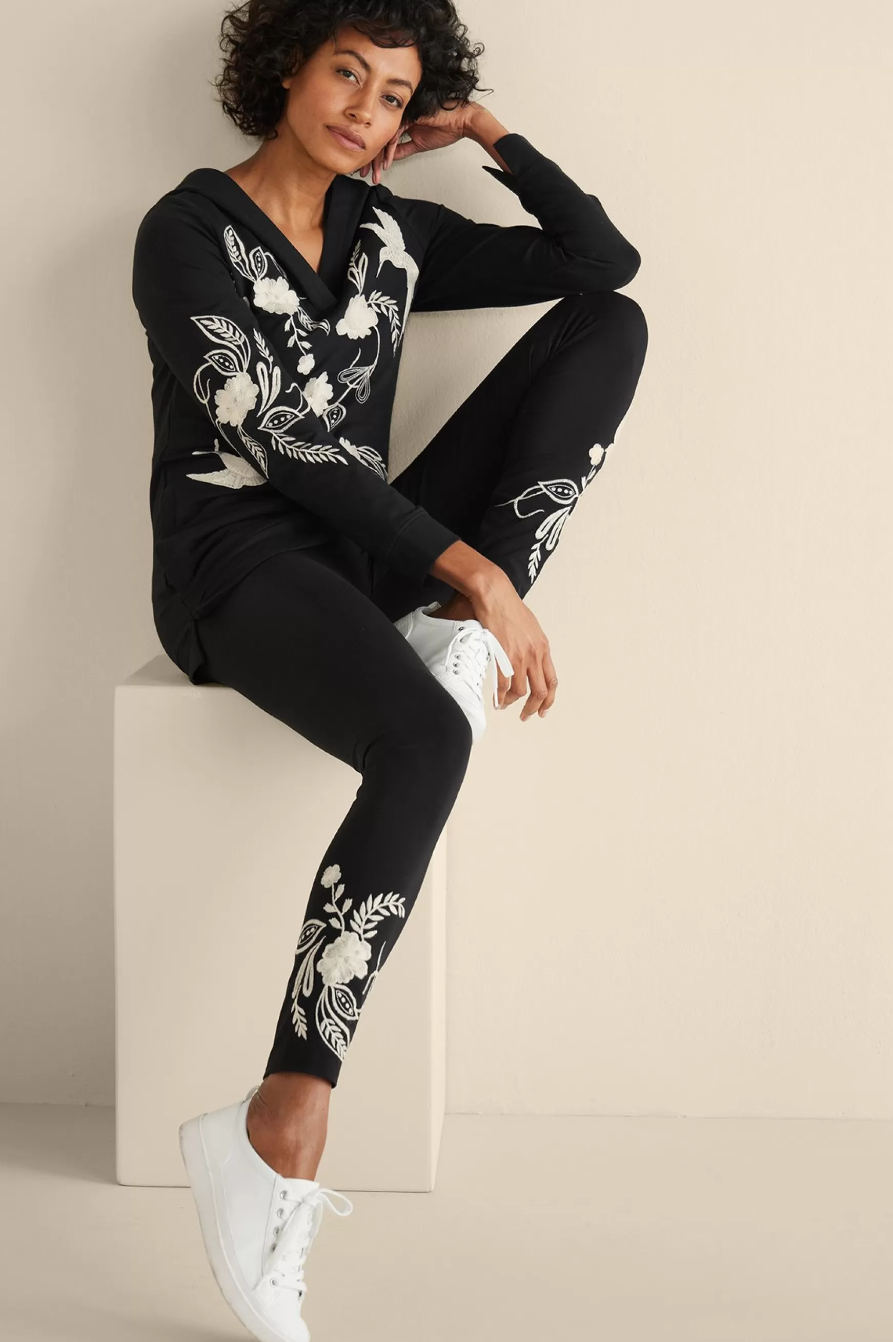 Soft Surroundings Wear Now Styles | full length-Miraflores Embroidered Legging