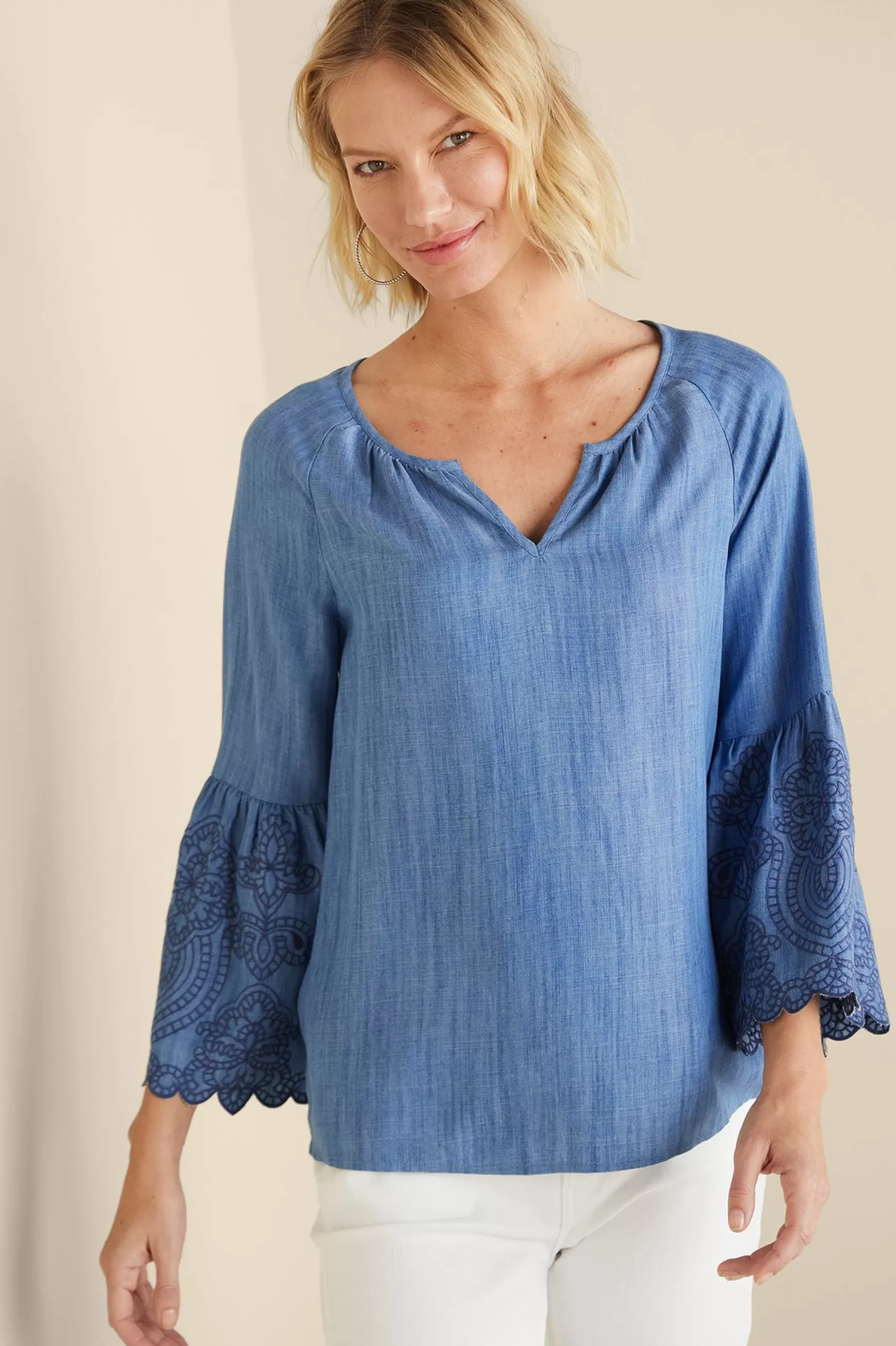 Soft Surroundings Feminine Flourish | Into The Blues-Misty TENCEL™ Shirt