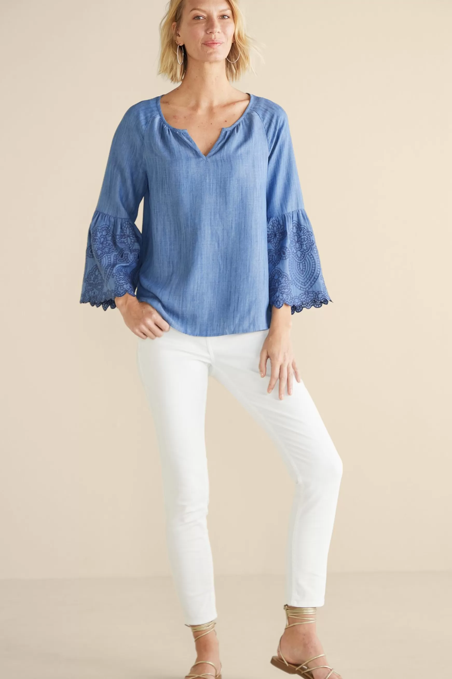 Soft Surroundings Feminine Flourish | Into The Blues-Misty TENCEL™ Shirt