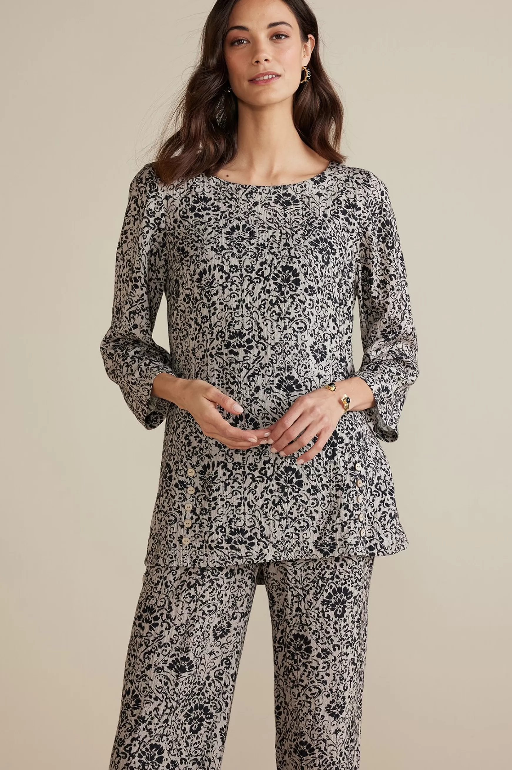 Soft Surroundings Feminine Flourish | Into The Blues-Oceo Gauze Tunic