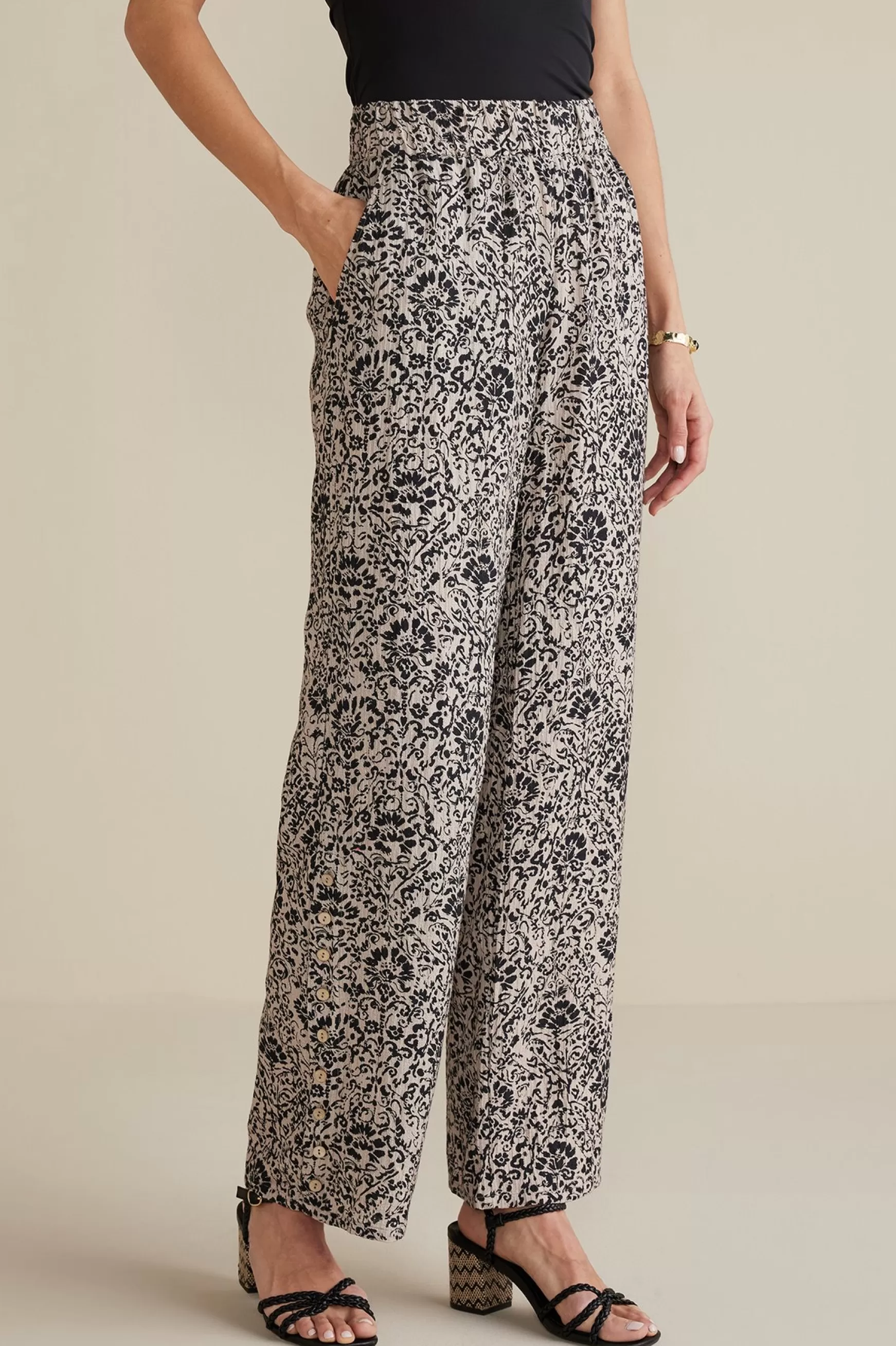 Soft Surroundings Feminine Flourish | Into The Blues-Oceo Gauze Wide-Leg Pants