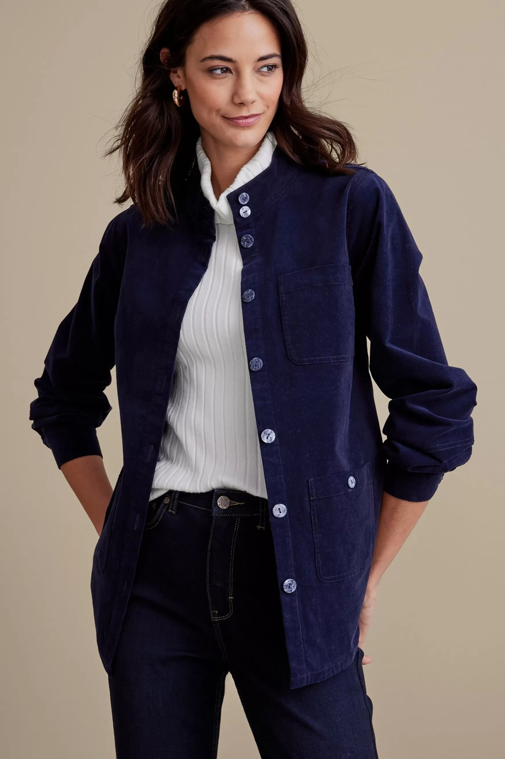 Soft Surroundings long sleeve | shirts-Petites Cora Corduroy Shirt