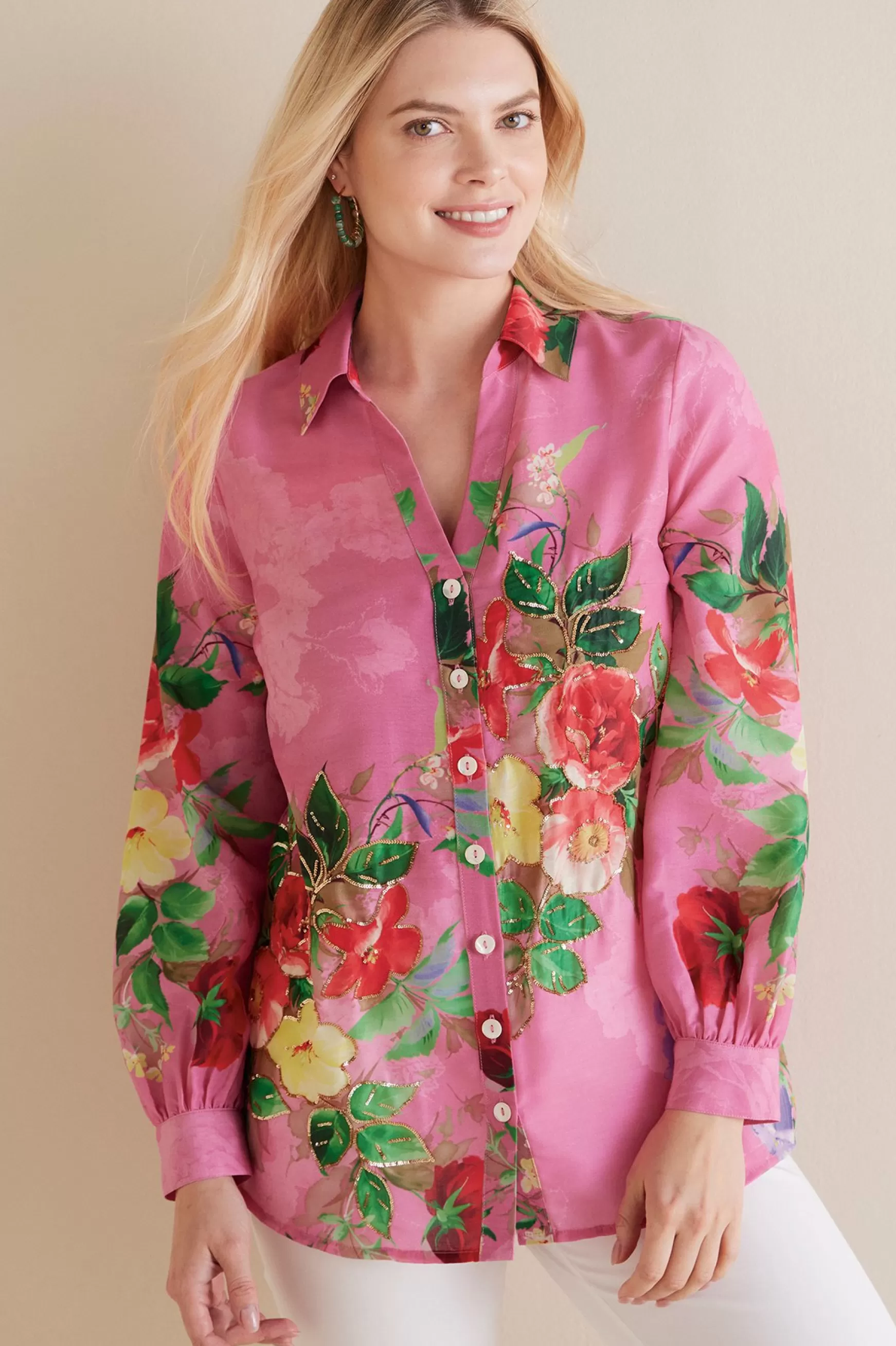 Soft Surroundings The Floral Shop-Petites Danica Embellished Shirt