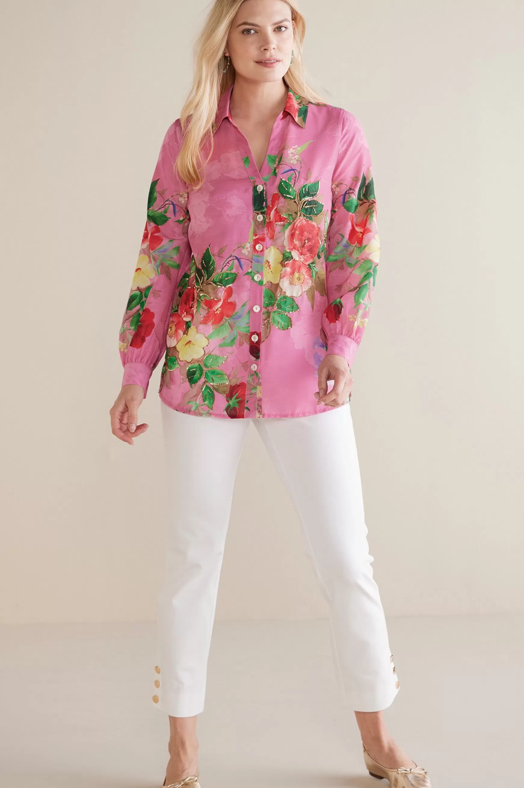 Soft Surroundings The Floral Shop-Petites Danica Embellished Shirt