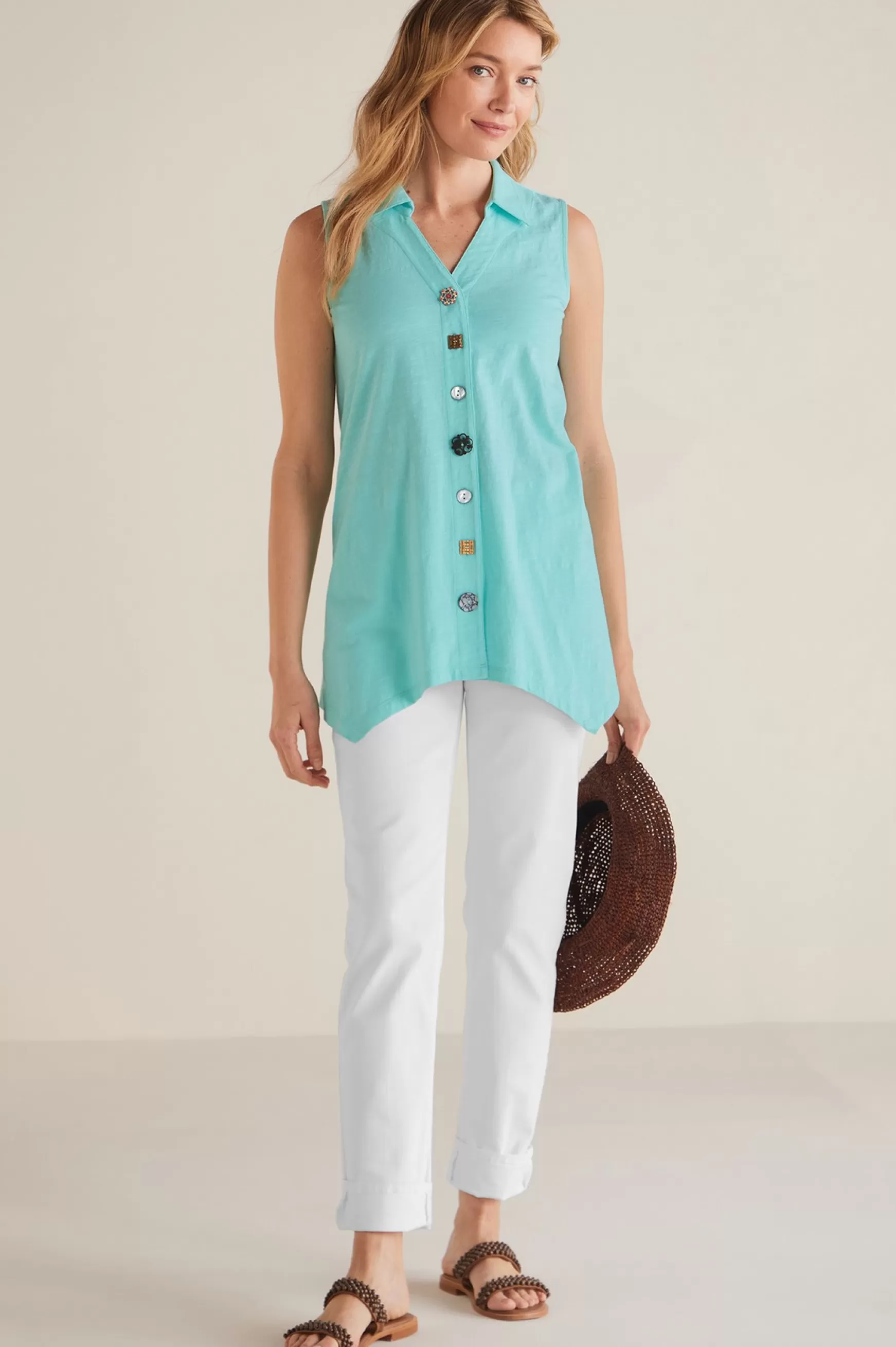 Soft Surroundings Everyday Styles-Petites Danielle Button Tank