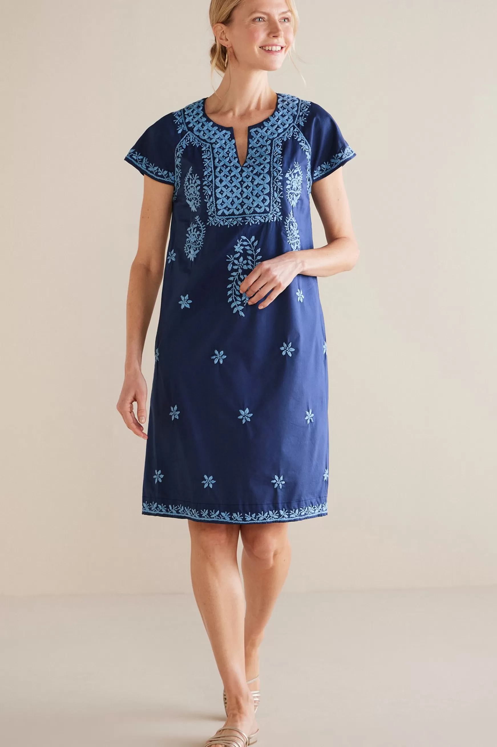 Soft Surroundings Into The Blues | Global Artistry-Petites Davina Short Dress