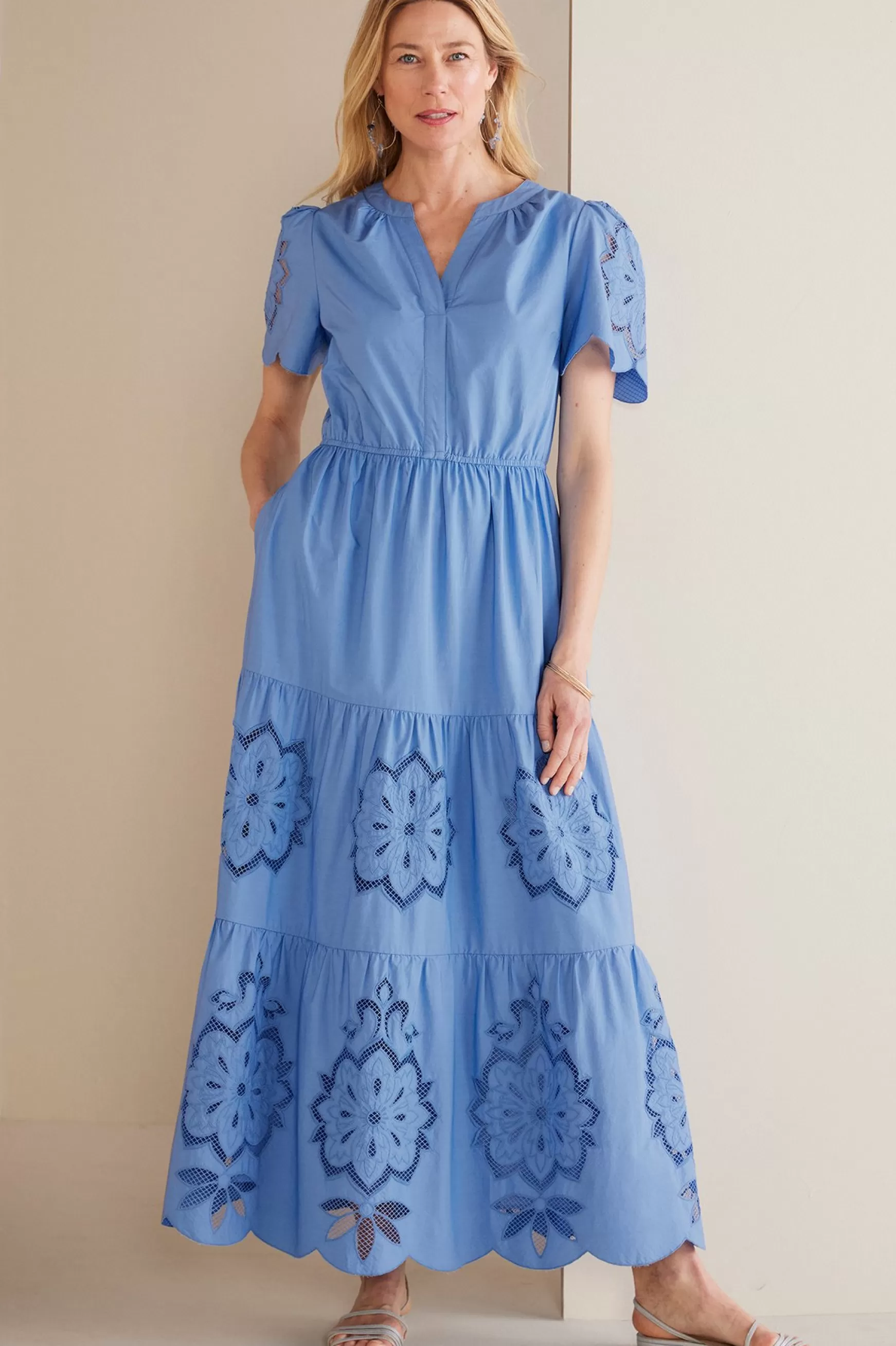 Soft Surroundings Feminine Flourish | Into The Blues-Petites Dorothy Maxi Dress