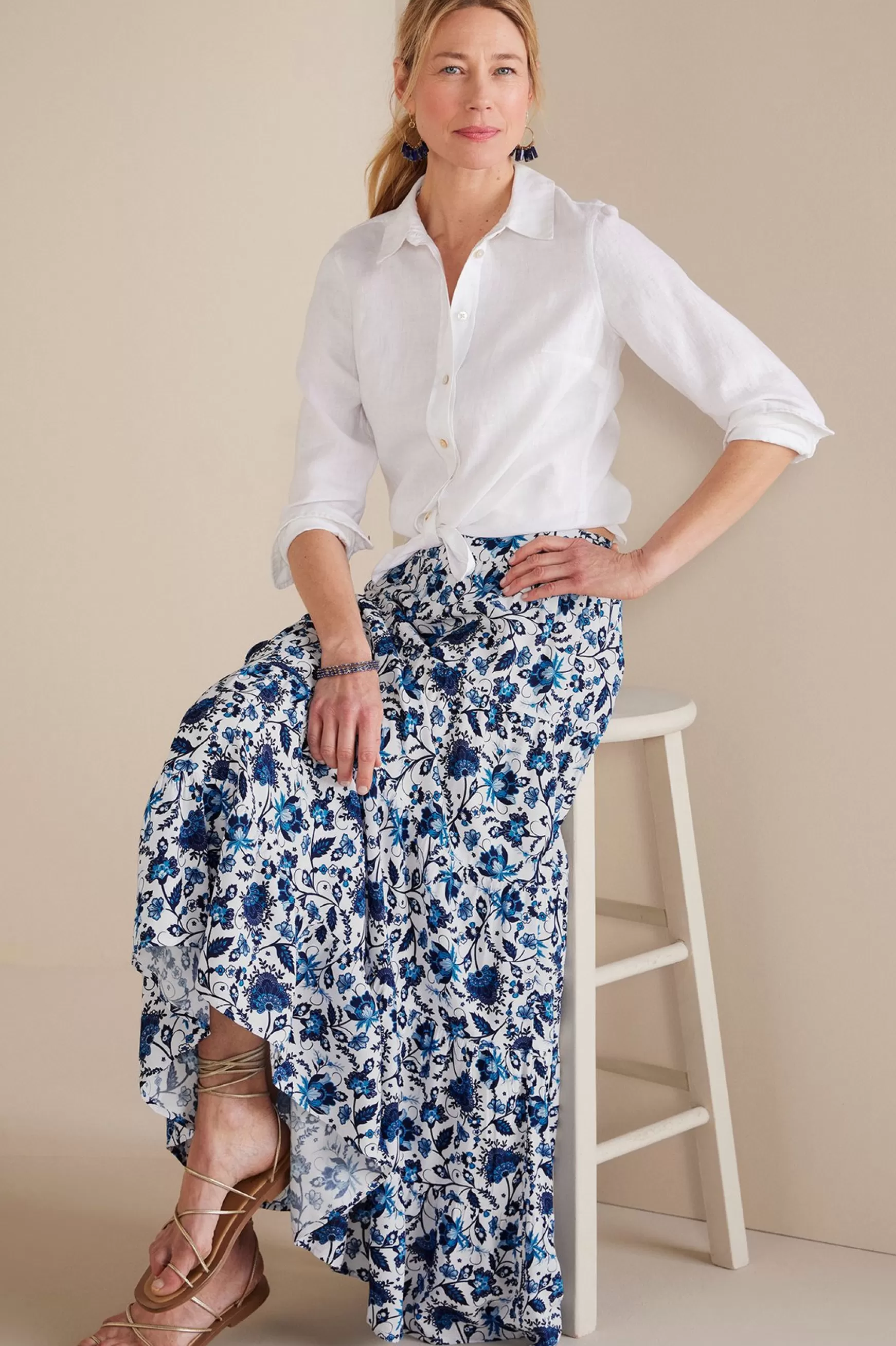 Soft Surroundings Into The Blues | The Floral Shop-Petites Ginnie Maxi Skirt