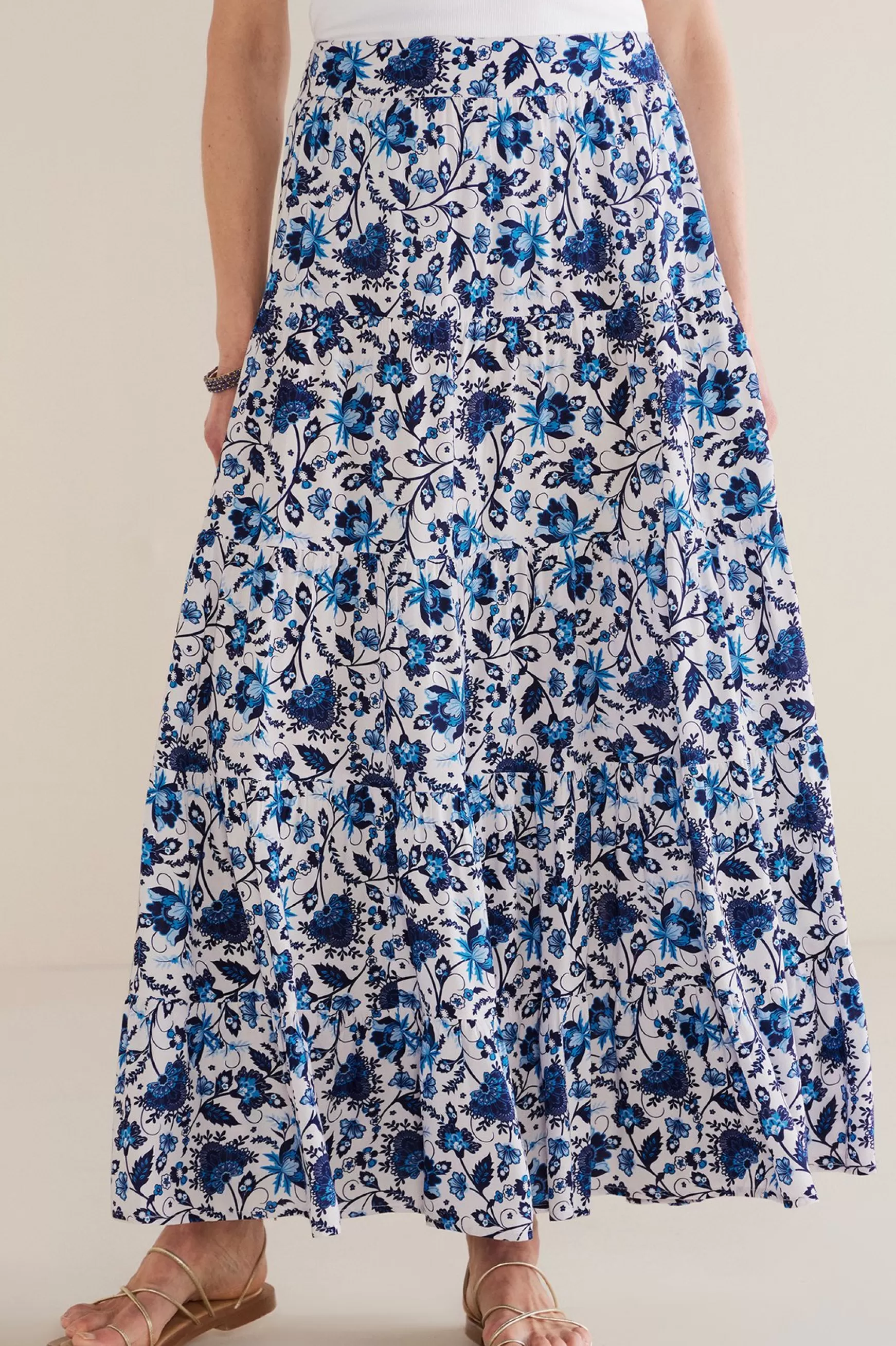 Soft Surroundings Into The Blues | The Floral Shop-Petites Ginnie Maxi Skirt