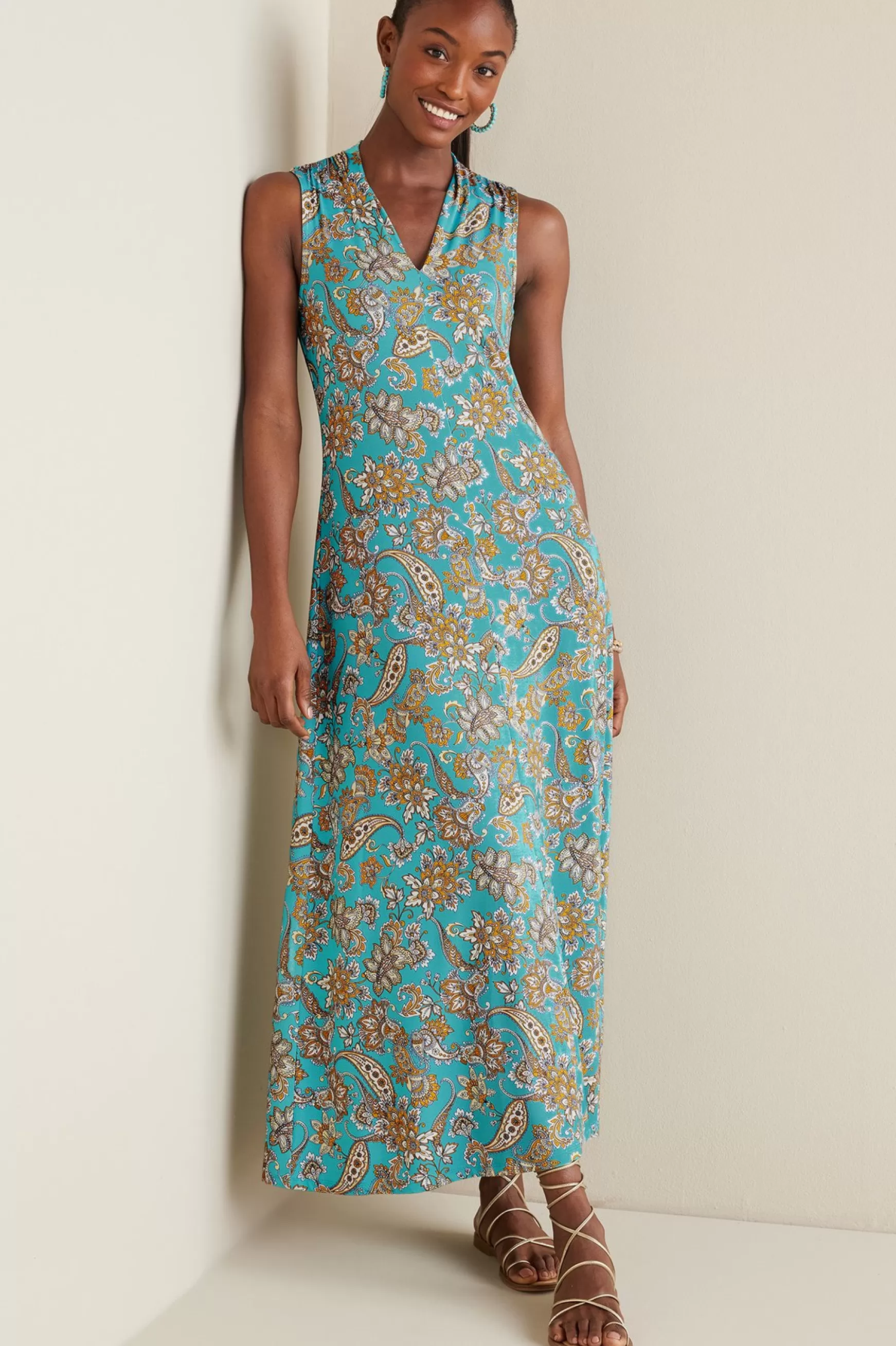 Soft Surroundings Into The Blues | The Floral Shop-Petites Lenora Knit Maxi Dress