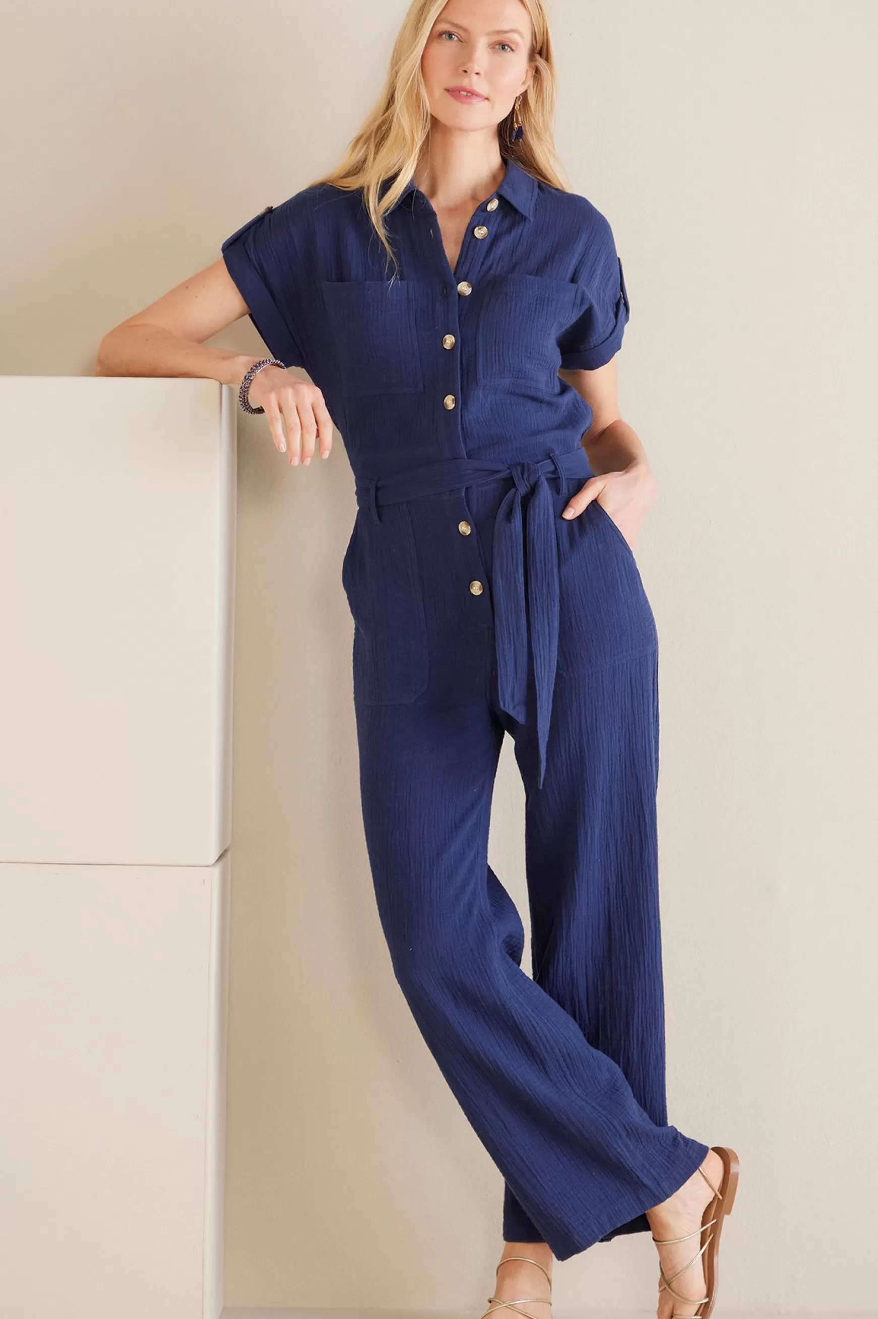 Soft Surroundings Into The Blues | Gauze Shop-Petites Natasha Gauze Jumpsuit