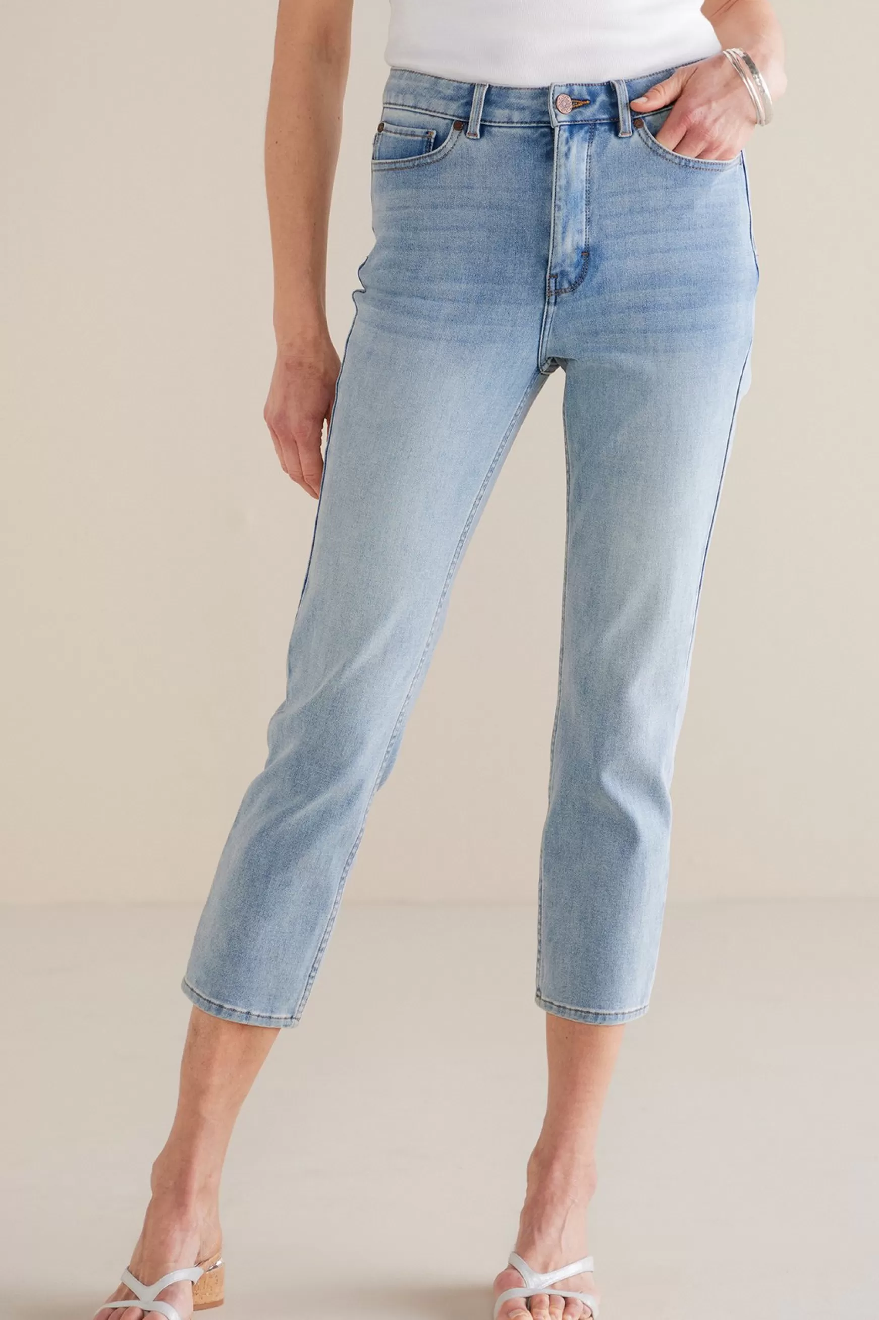 Soft Surroundings Jeans-Petites Ultimate Denim Slim Leg Crop Jeans