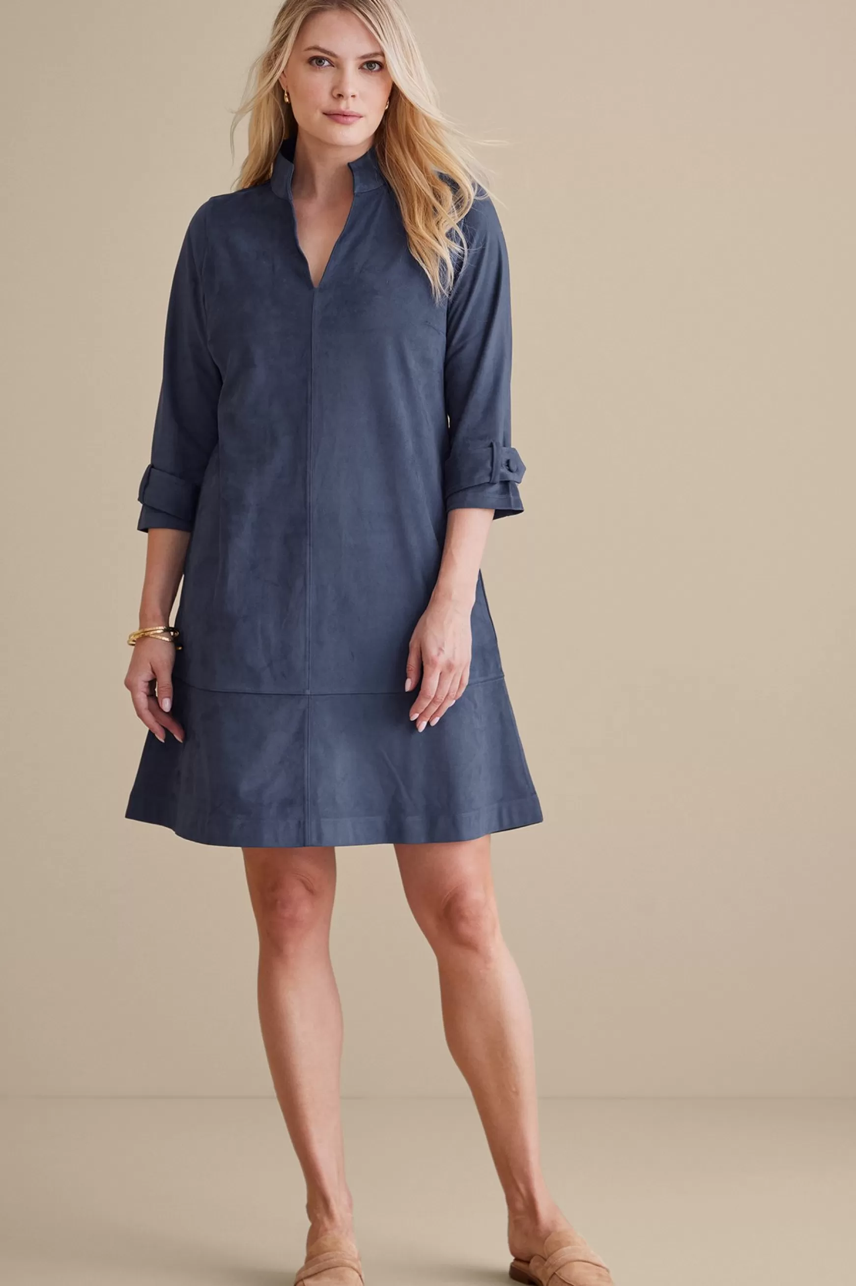 Soft Surroundings Into The Blues | casual-Rani Faux Suede Dress