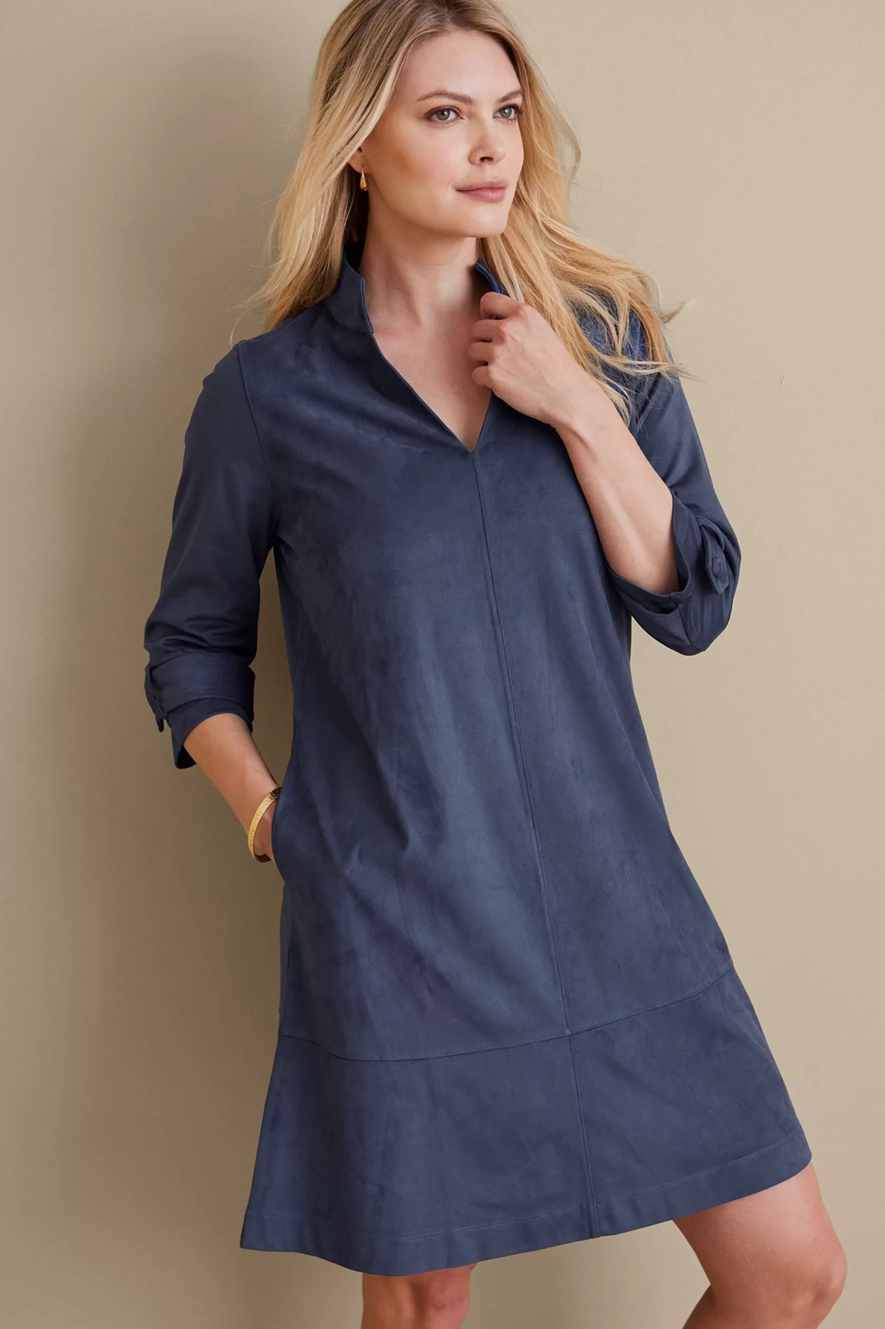 Soft Surroundings Into The Blues | casual-Rani Faux Suede Dress